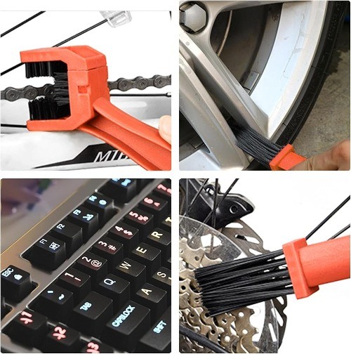 2 PCS Motorcycle Chain Brush, Bicycle Chain Cleaning Brush Tool, Color: Orange