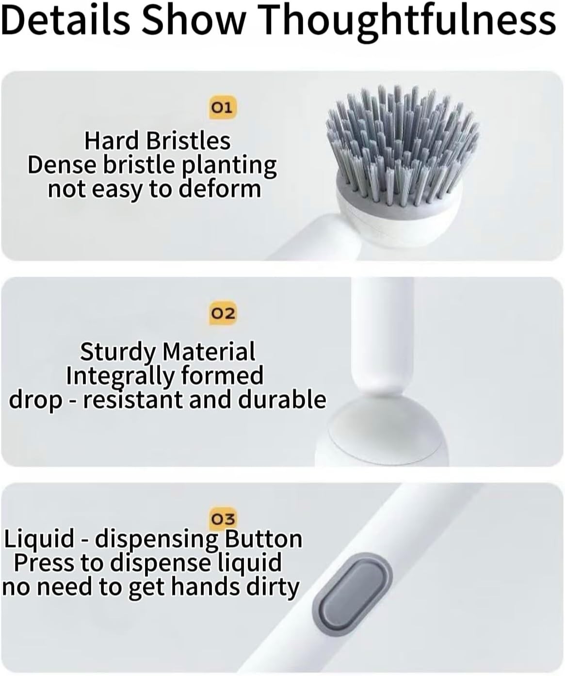 Dish Brush -6-in-1 Dish Brush W/ Detergent Dispenser Adjustable Angle & Rotating