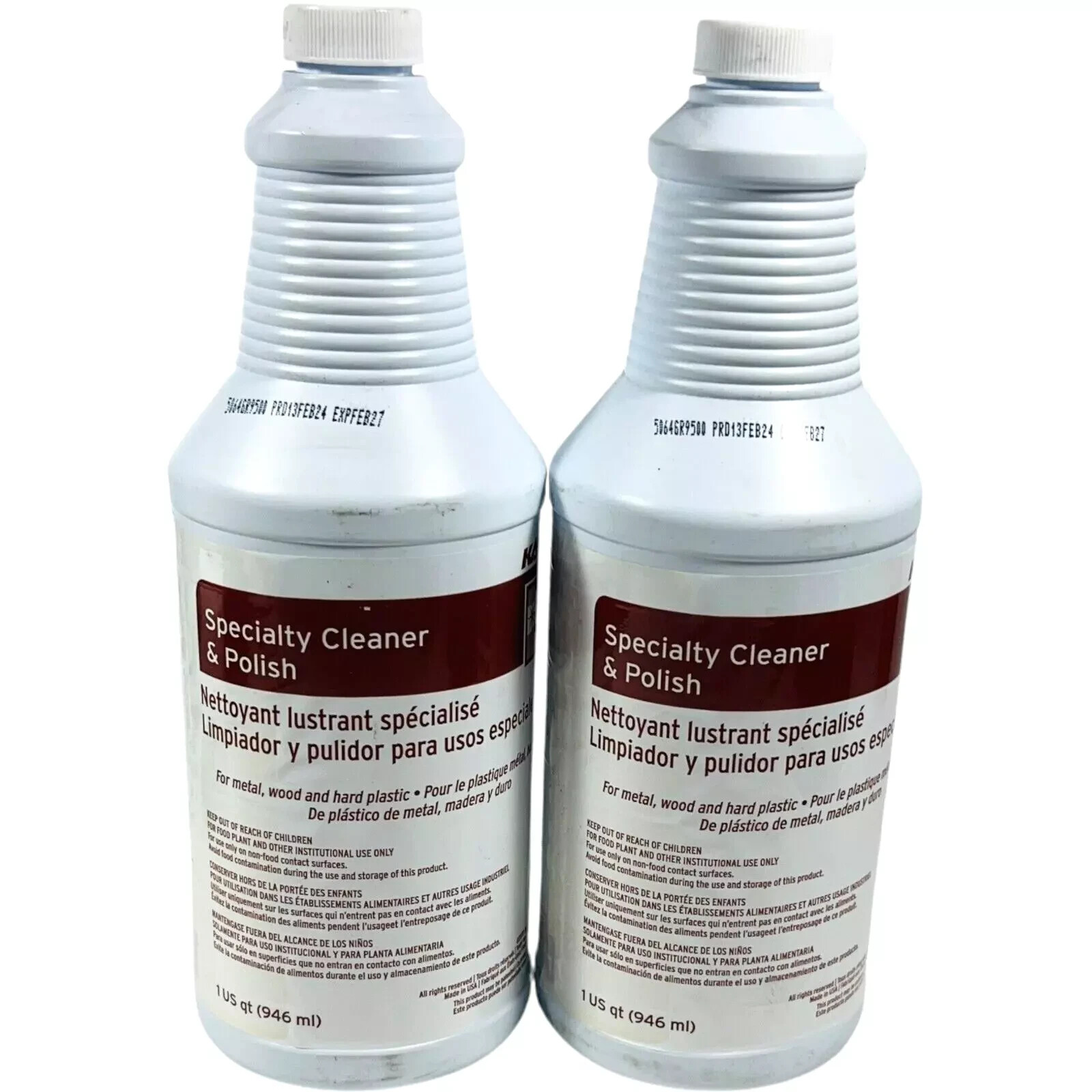 Kay ECOLAB Specialty Cleaner & Polish 1 Quart – EX 07/25 – LOT of 2