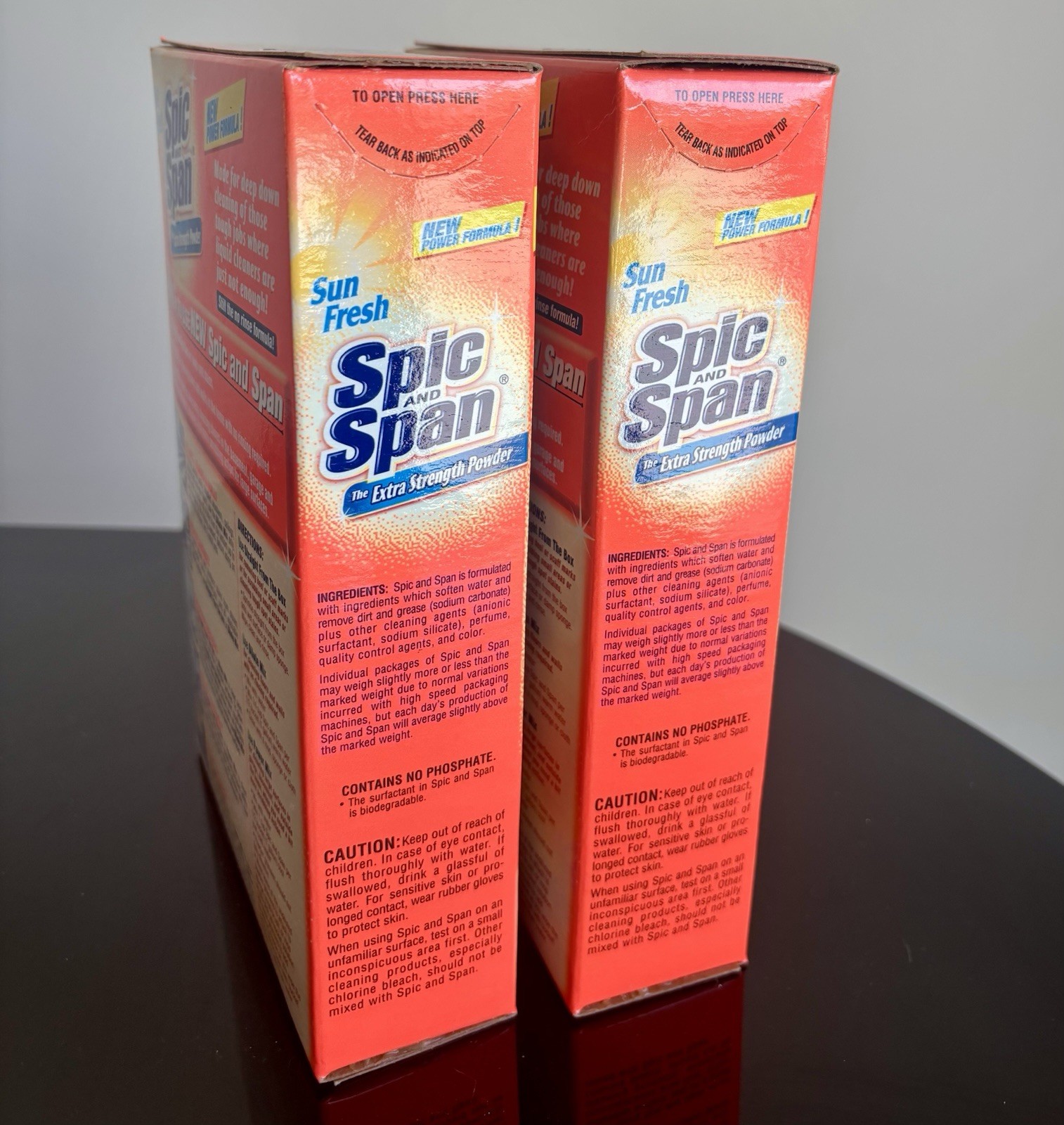 NOS 2 Boxes Sun Fresh Spic and Span Extra Strength Powder 27 oz Each NEW!