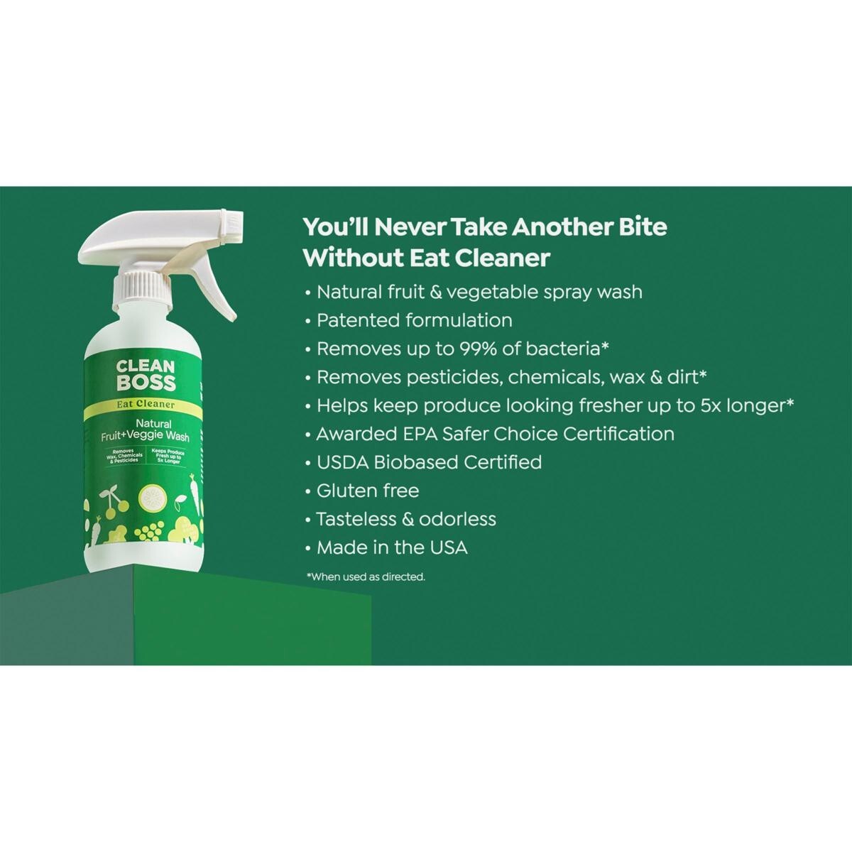 JOY Clean Boss Eat Cleaner Fruit & Veggie Natural Wash & Preserver 2-piece Set