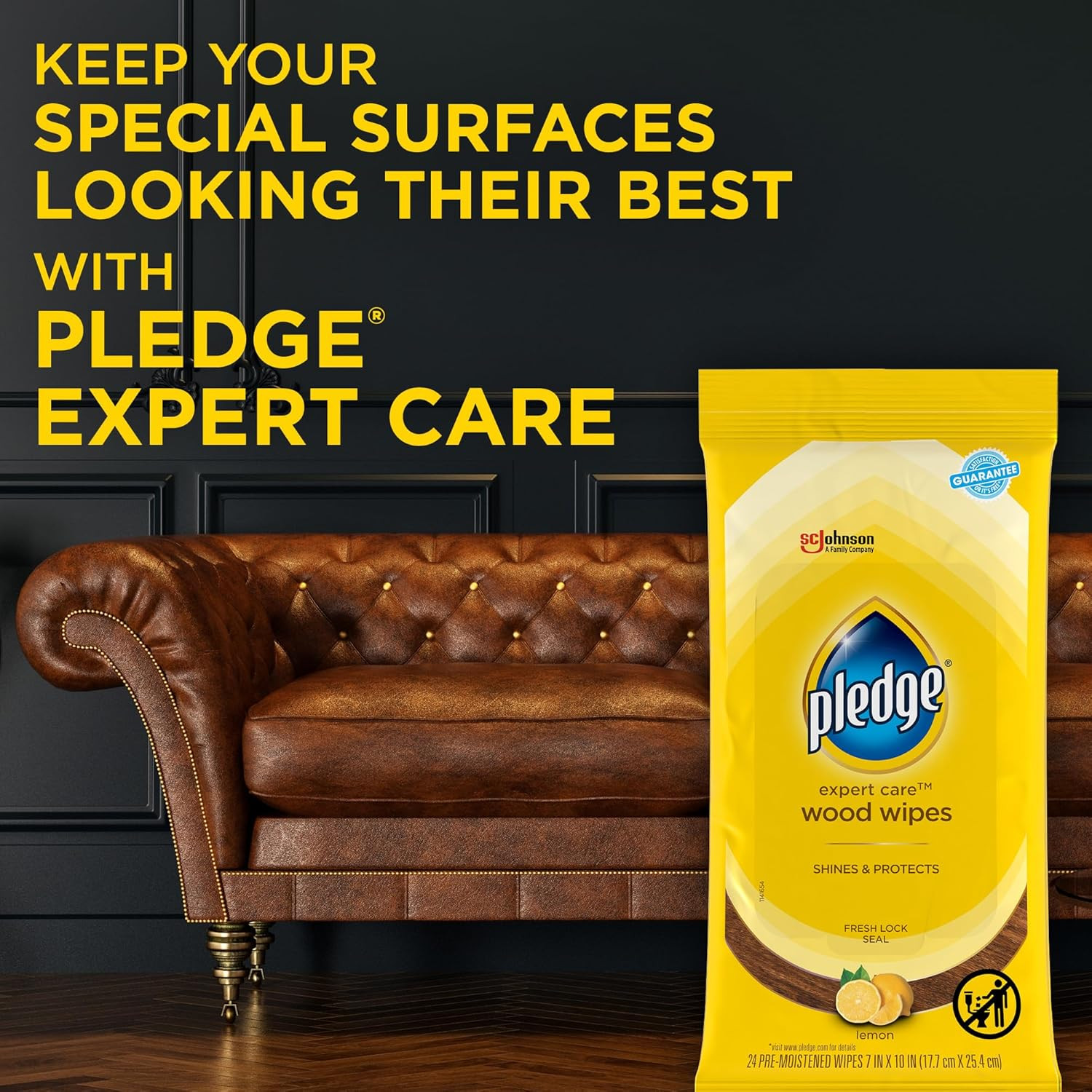 Expert Care Enhancing Wood Wipes, Lemon Scent, 24 Count