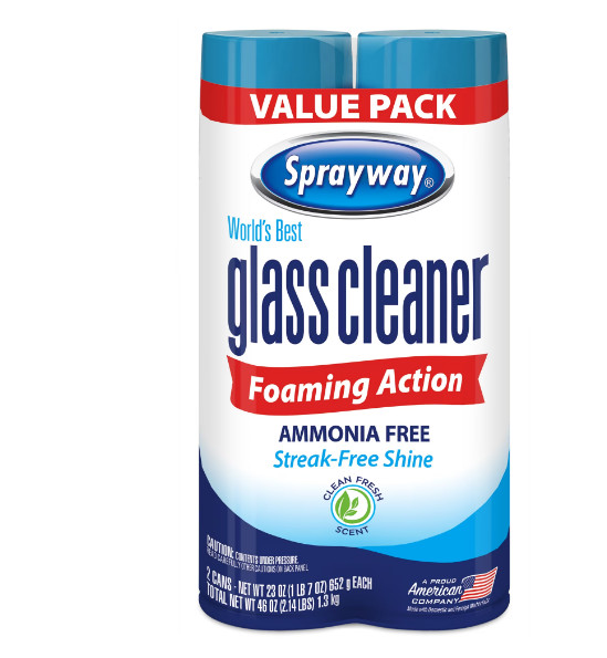 Sprayway Glass Cleaner Foaming Aerosol Spray, 19 oz. 2-Pack Free Shipping