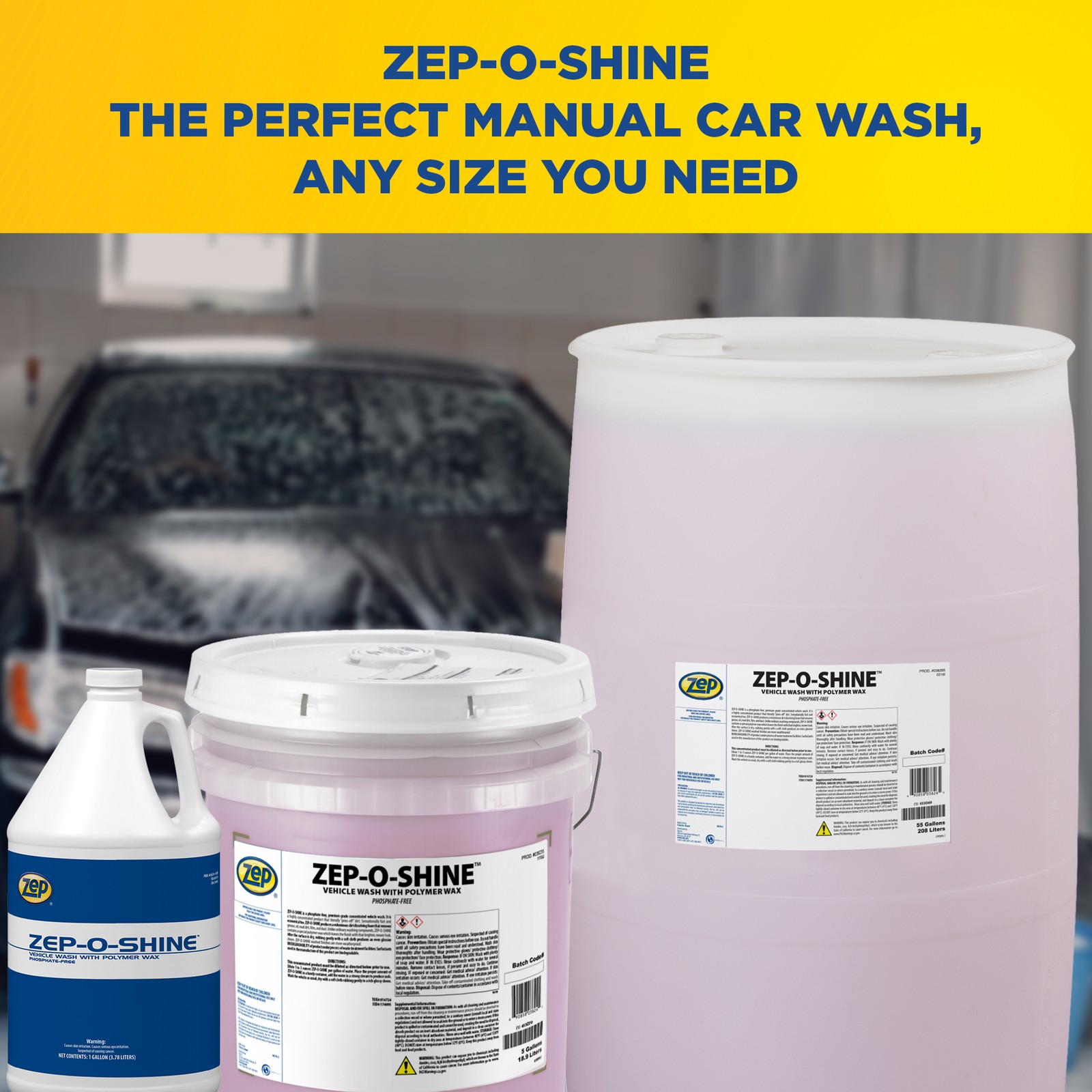 Zep-O-Shine Car Wash Concentrate – 5 Gallon (One Bucket) 38235