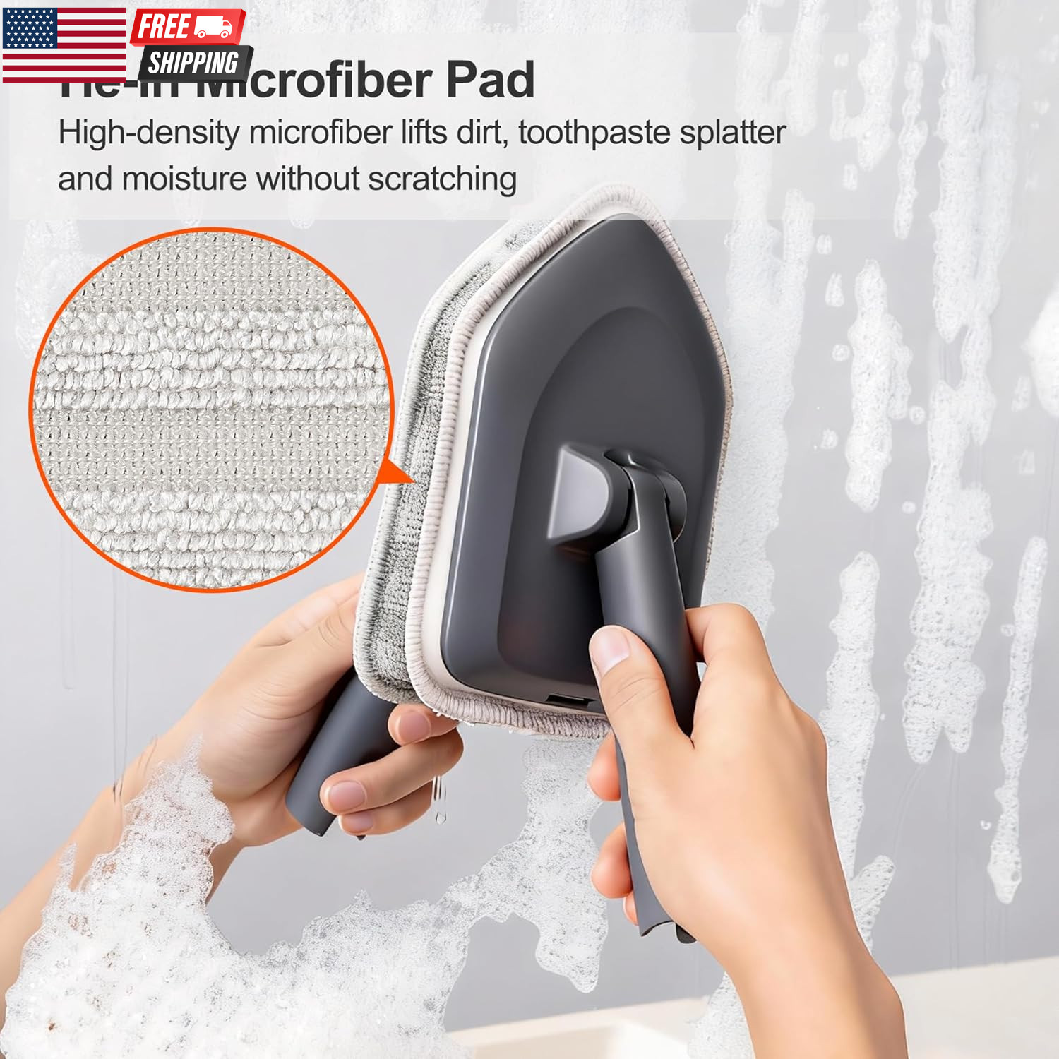 Tile Tub Scrubber Brush with 3 Different Function Cleaning Heads and 56″ Extenda