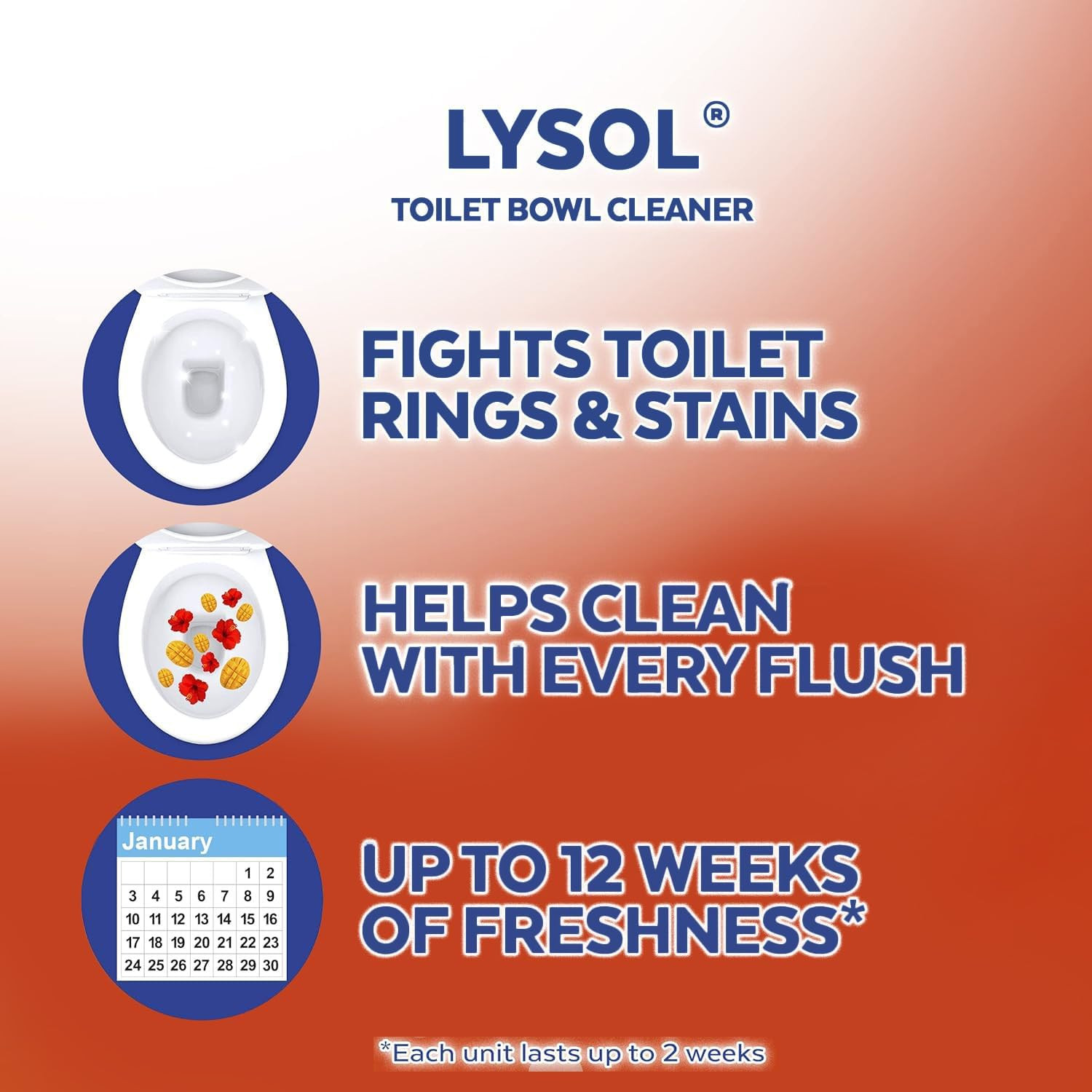 Lysol Click Gel Toilet Bowl Cleaner Gel Stamp Mango Hibiscus Scent 6 Count
