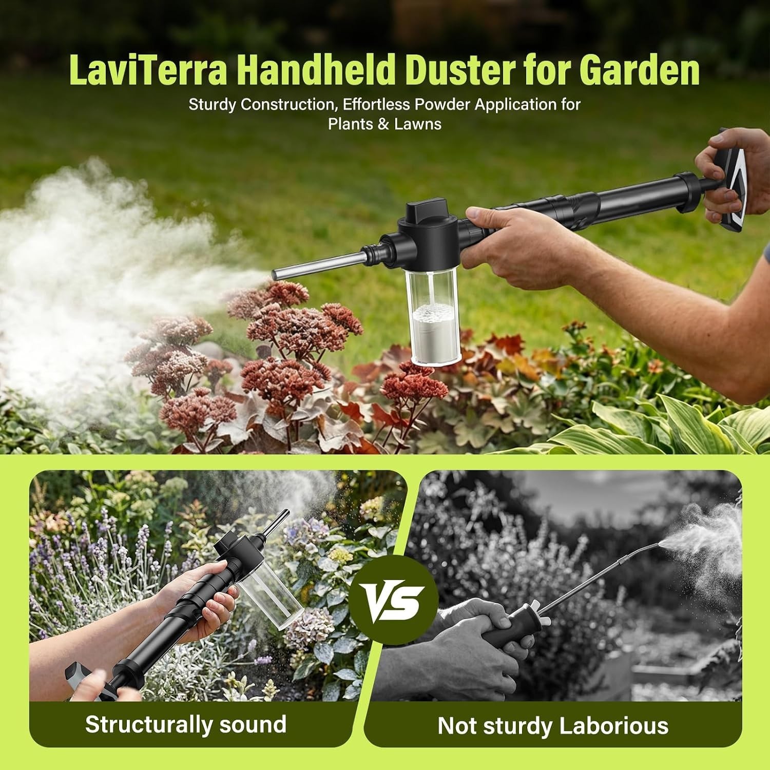 Diatomaceous Earth Powder Duster, Adjustable Up to 4 FT Reach, Multi-Purpose Pum