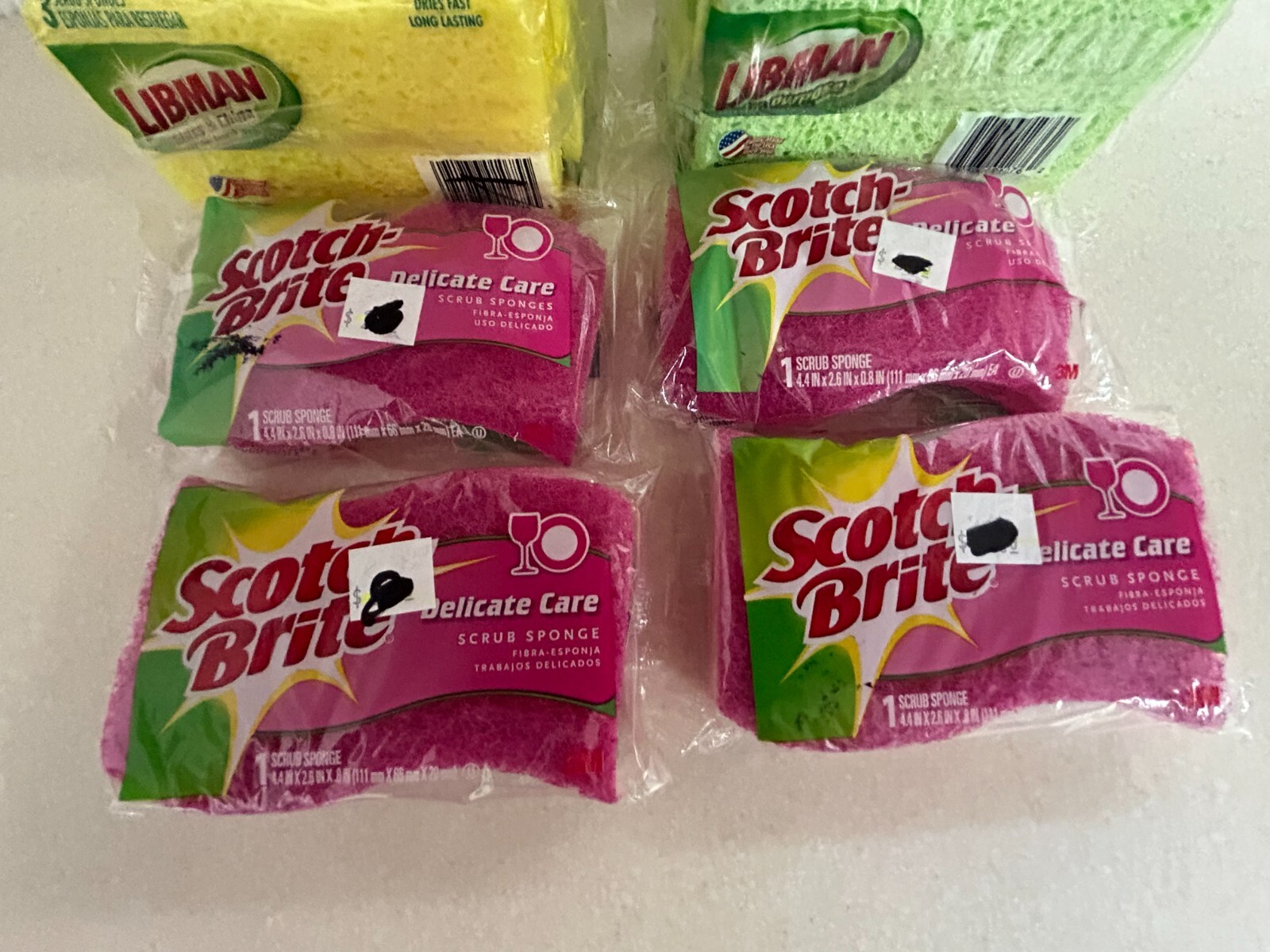 New 10-sponge pack lot Scotch Brite Delicate Care Scrub Libman Glass & China