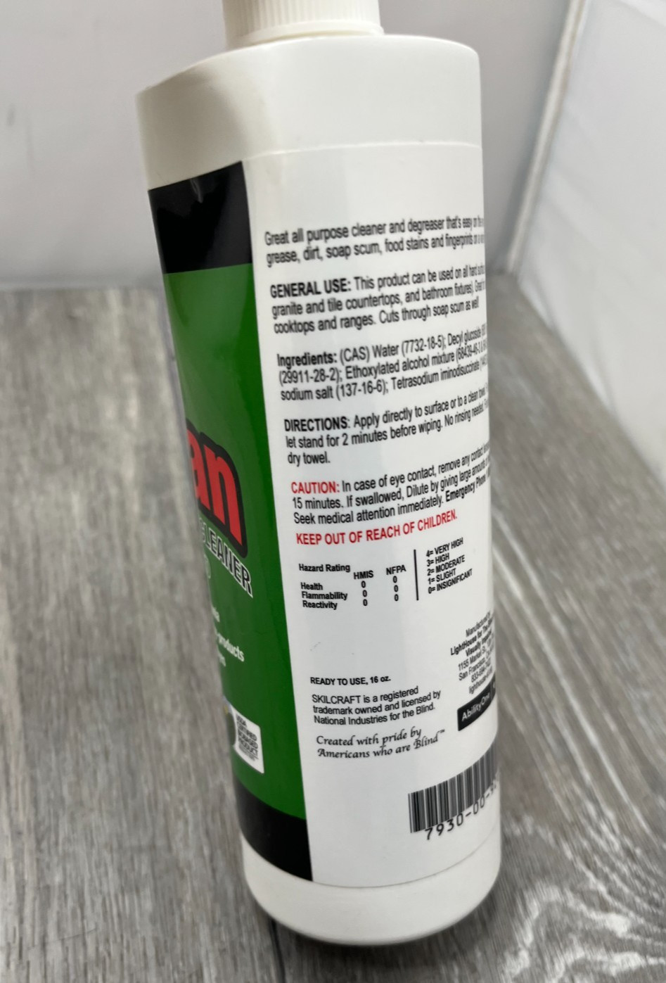 12pk Skilcraft Biobased Clean All-Purpose Cleaner 16 oz each
