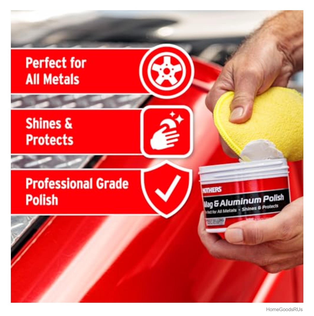 Metal Polish 10 Ounce Aluminum Stainless Steel Brass Chrome for Wheels Trim