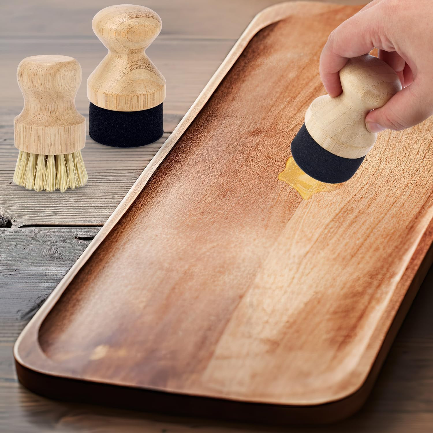 Cutting Board Oil Wax Applicator and Scrub Brush, Butcher Block Wax Applicato…