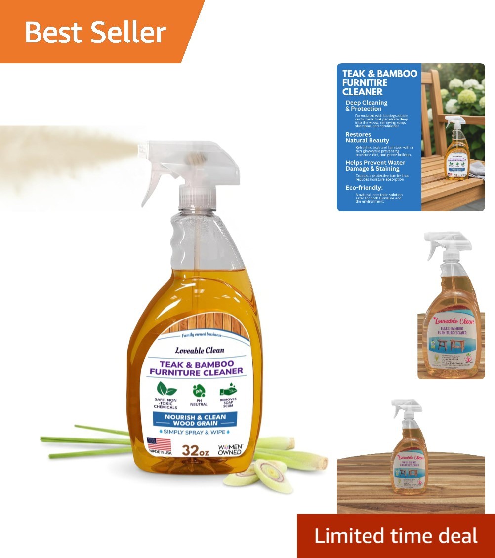 32 oz Lemongrass Teak Cleaner Spray – EPA Safer Choice for Wood Furniture