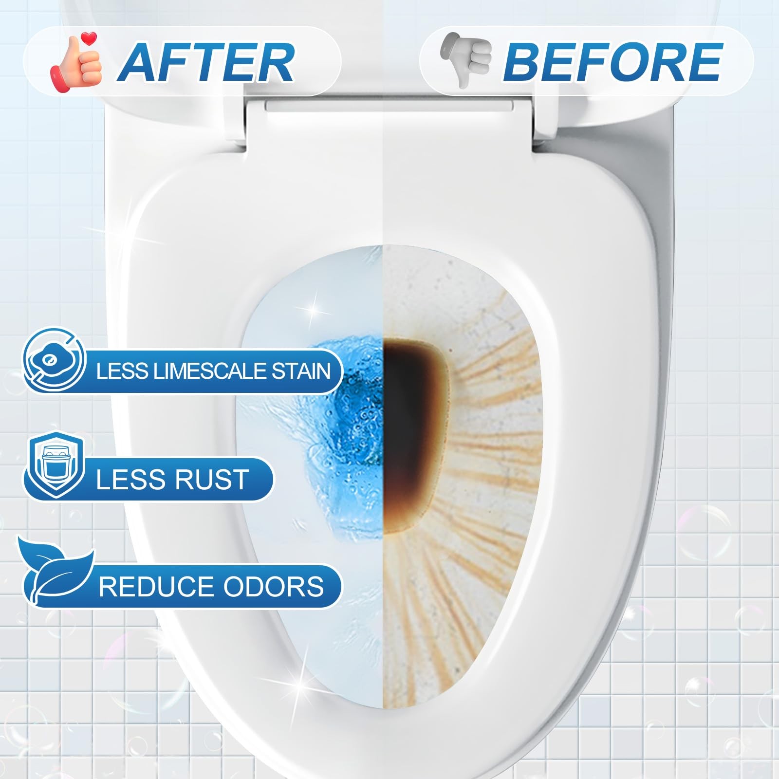 Toilet Bowl Cleaners (6 Bottles PACK), Automatic Long-Lasting Toilet Bowl Cleane