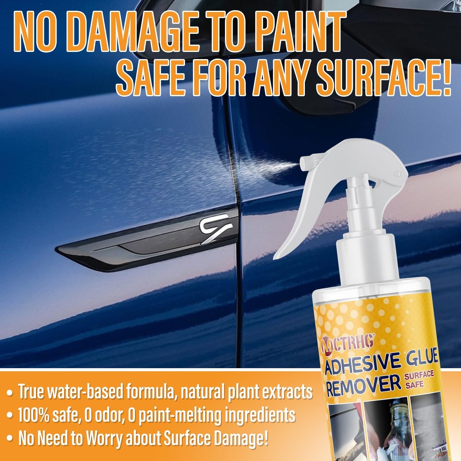 Dual-Ended Scraper & 3.3 fl.oz Adhesive Remover Spray – Safe for All Surfaces
