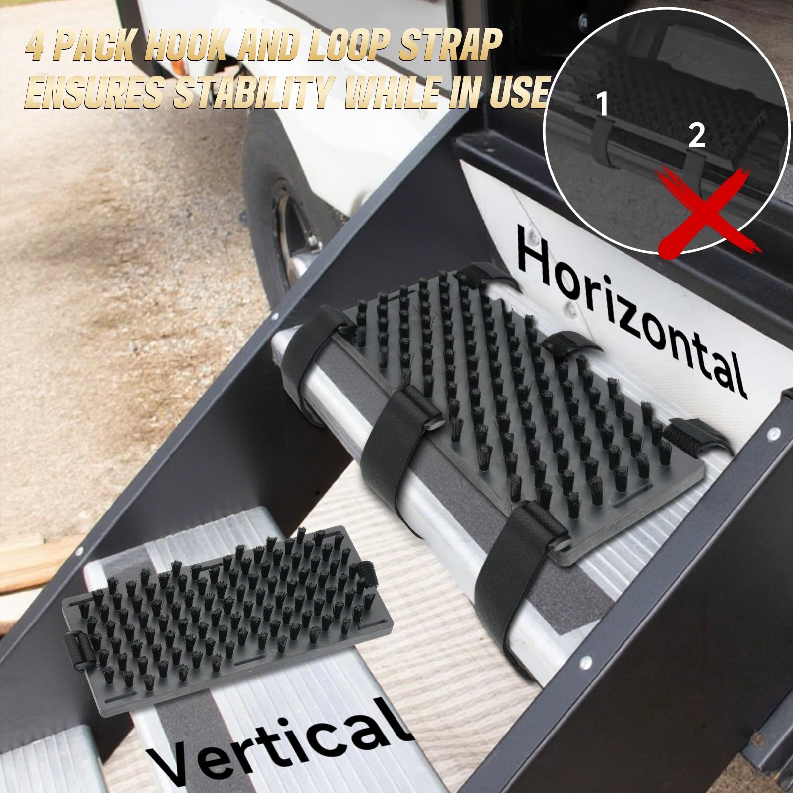Truck Step Mounted Brush Fit for Universal, Heavy Duty Boot Scraper Brush with 4
