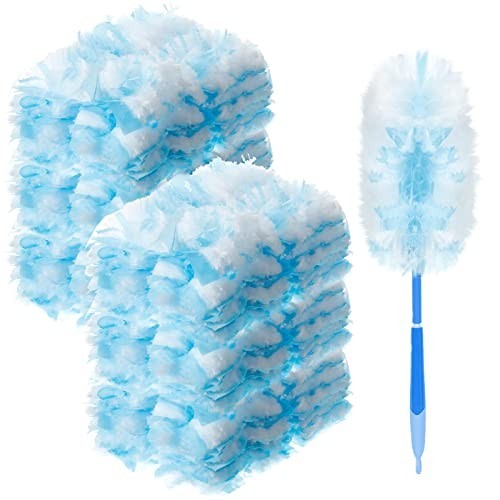 Vesici 300 Pcs Duster Refills with Handle, Heavy Duty Cleaning, Blue