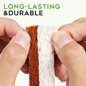 Natural Plant Based Scrub Sponge 12 Pack, Palm Fiber Scrubbing Sponge with Non