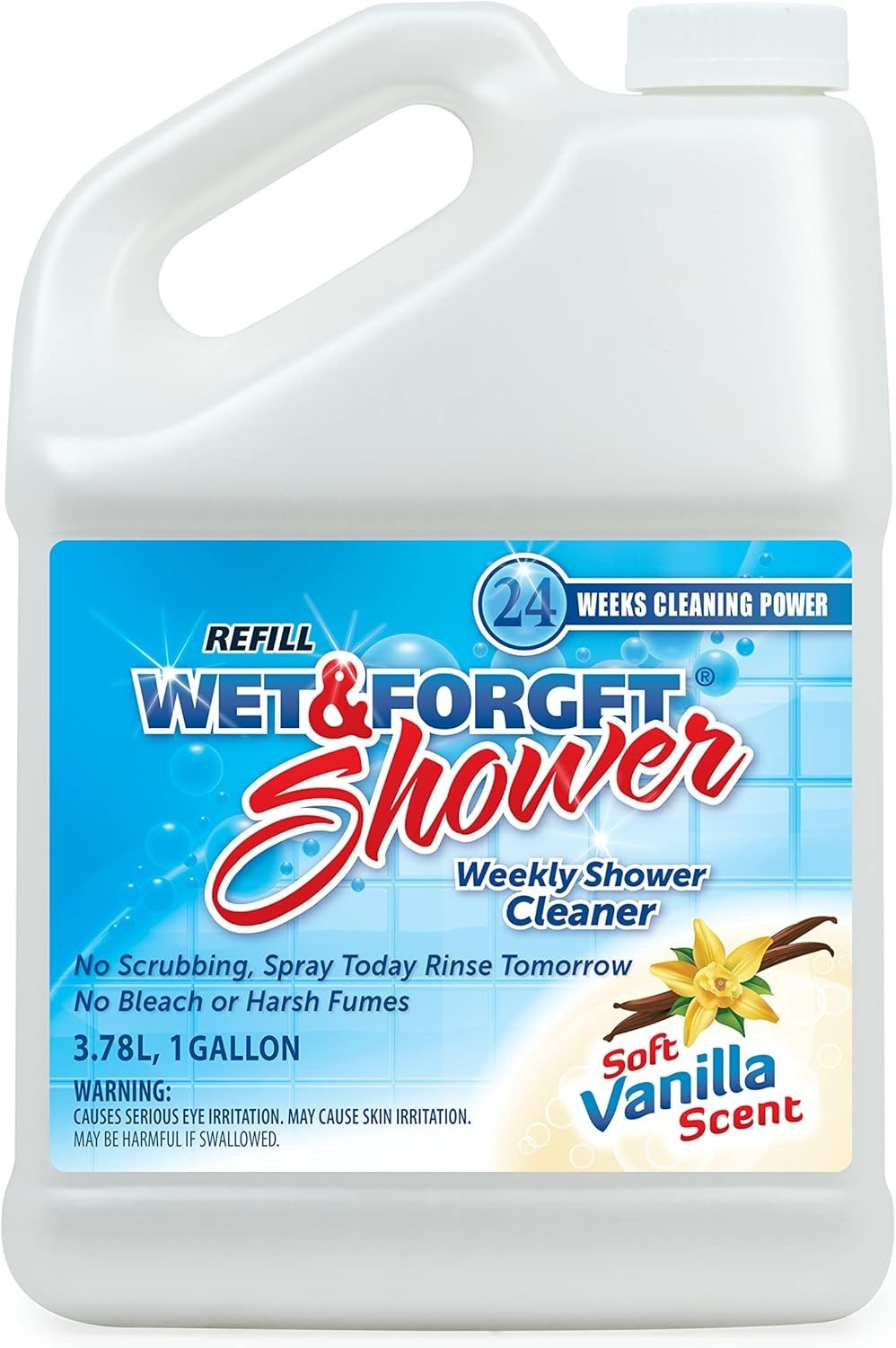 Bleach-Free Weekly Shower Cleaner – 128 Fl Oz Vanilla Scent, No Scrubbing Needed