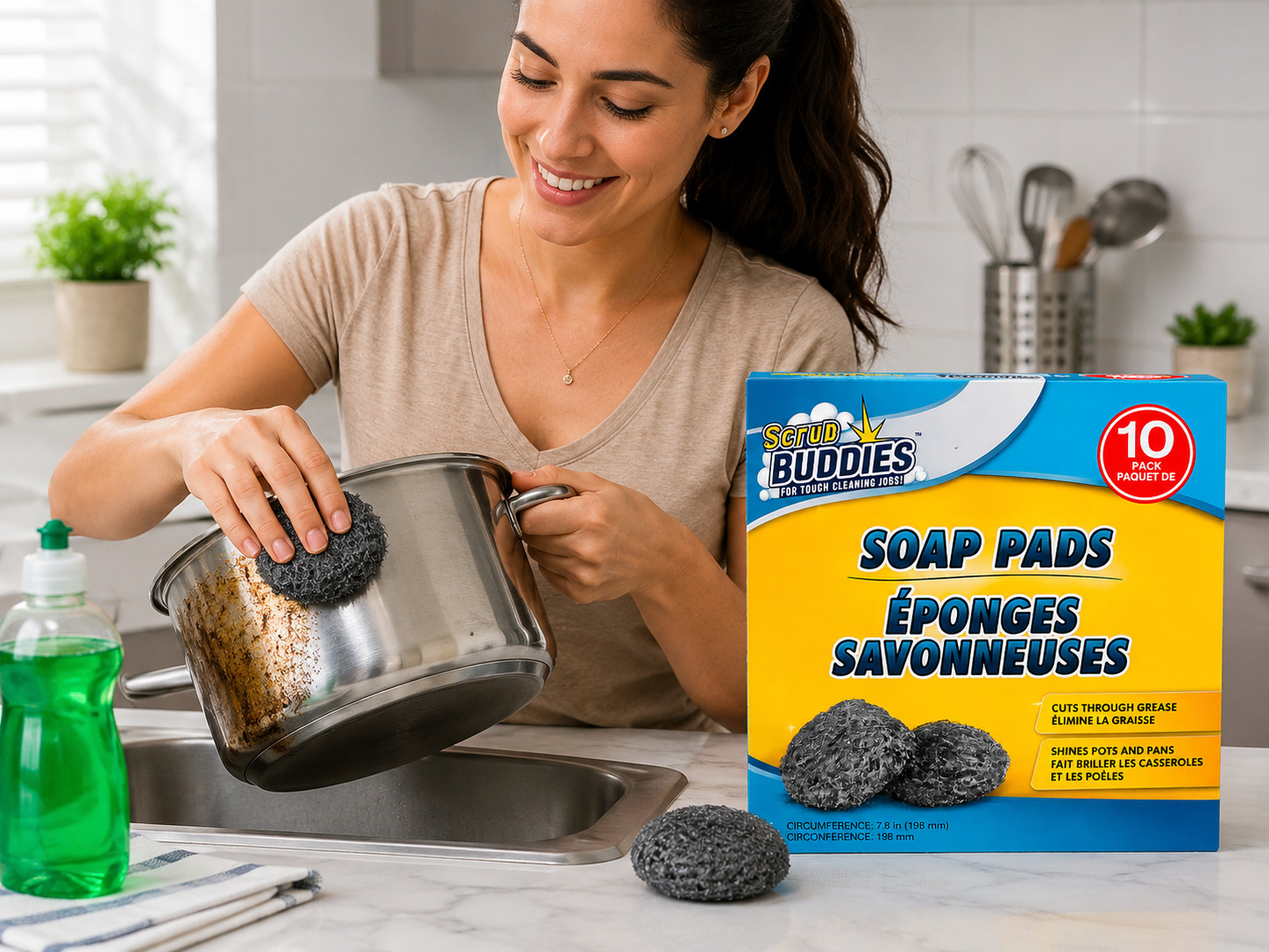 Scrub Buddies Soap Pads 10 Pack Heavy Duty Cleaning Pads Removes Grease