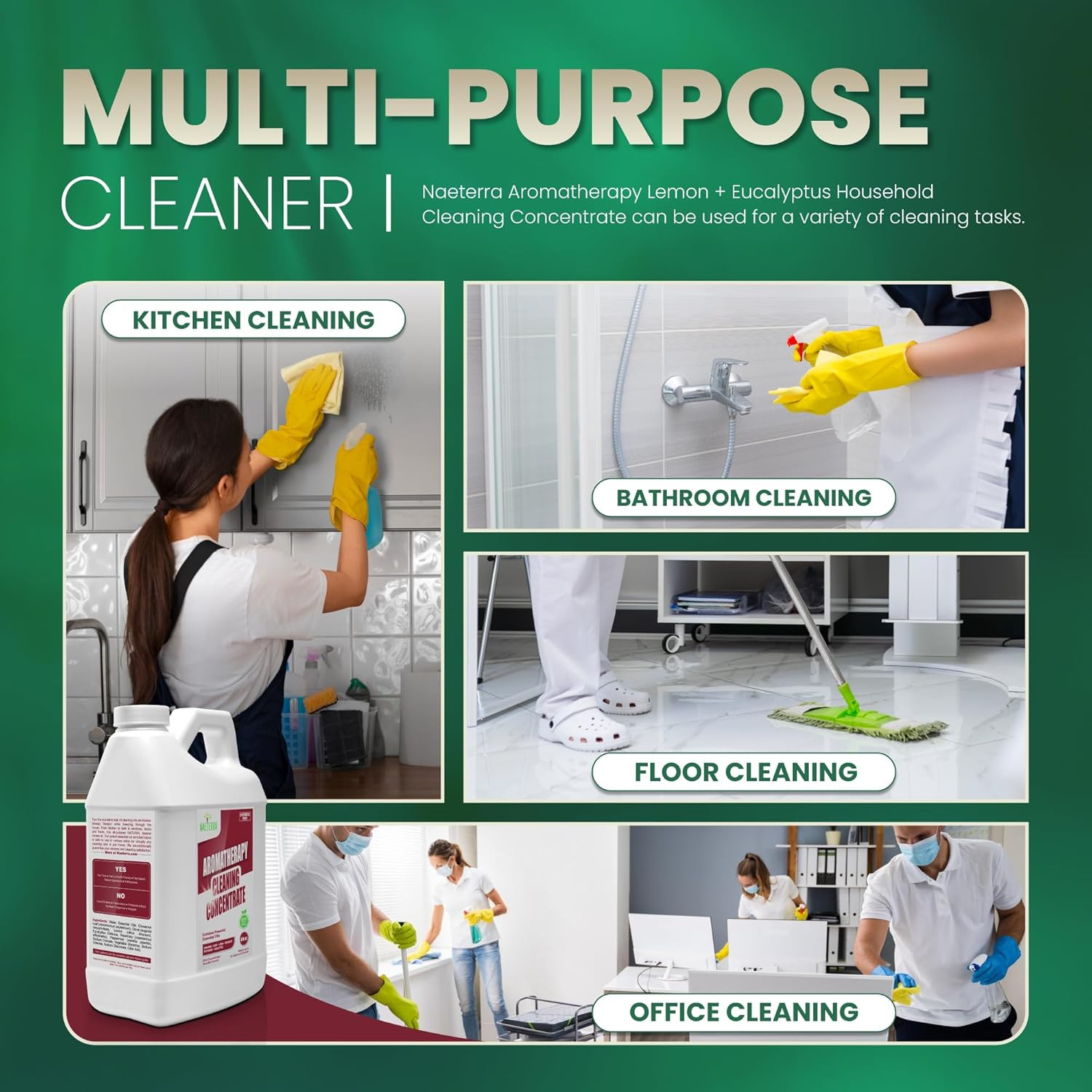 64 Oz – Natural All Purpose Multi Surface Cleaner – Plant Based Essential Oil Fo
