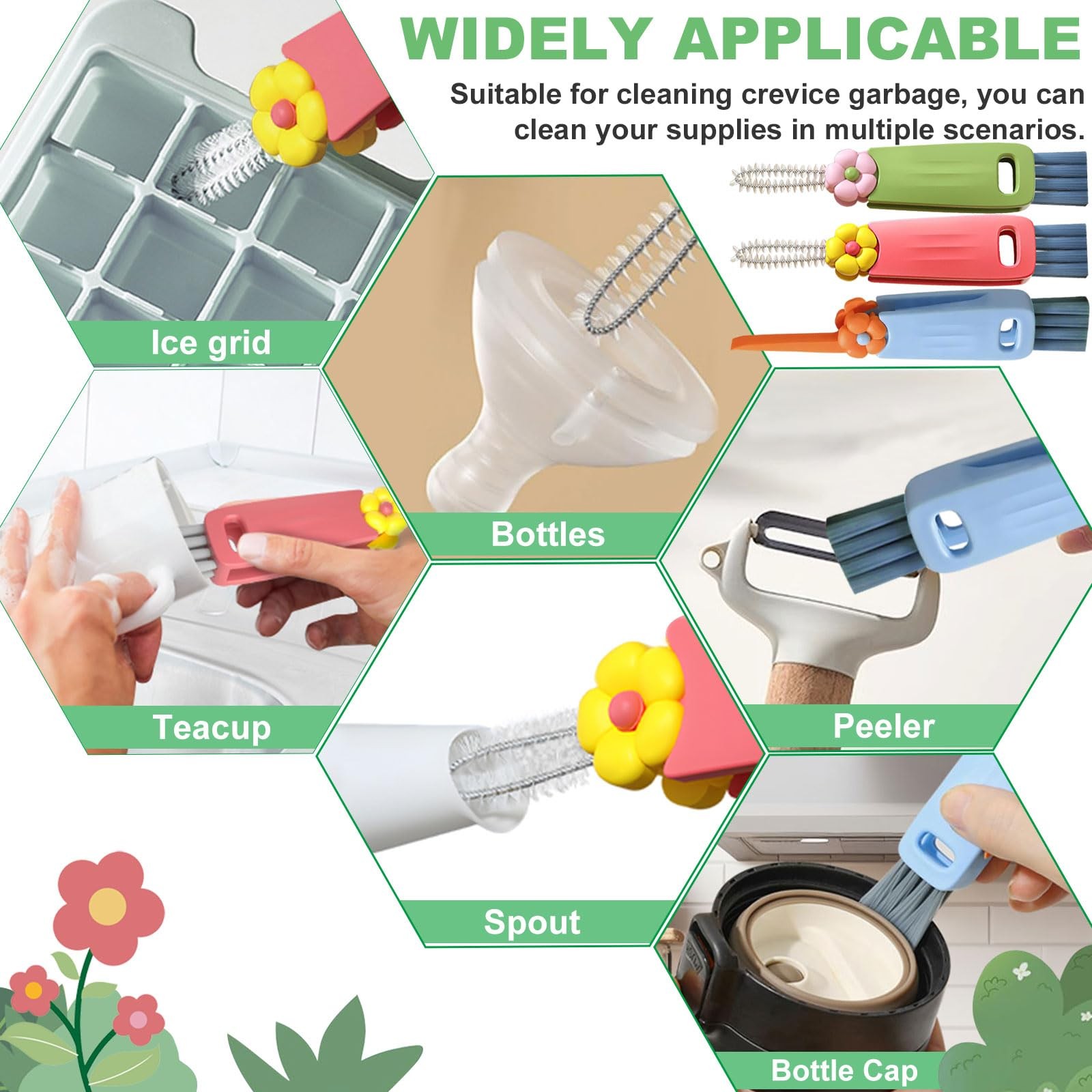 3 in 1 Cup Lid Cleaning Brush, 6 PCS Portable Water Bottle Brush, Multifuncti…