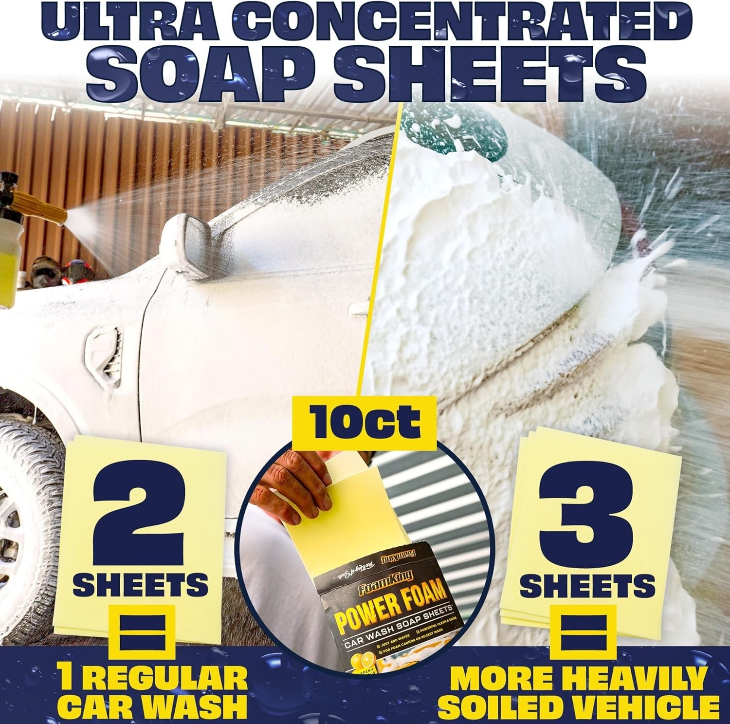 Foam King Car Wash Soap Strip (10ct = 5 Car Washes) – Concentrated Car Cleaning