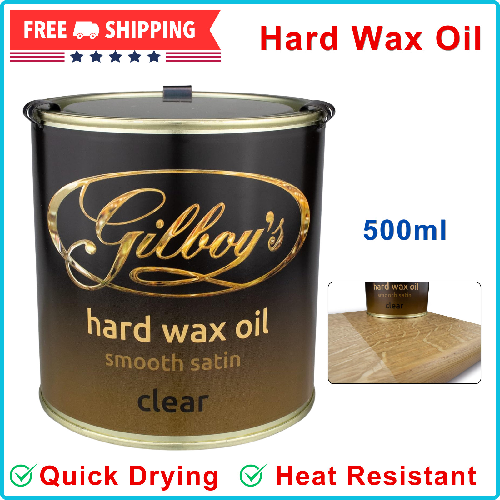 Gilboys Hard Wax Oil – Interior Wood Finish – 500ml – All Natural, Quick Drying