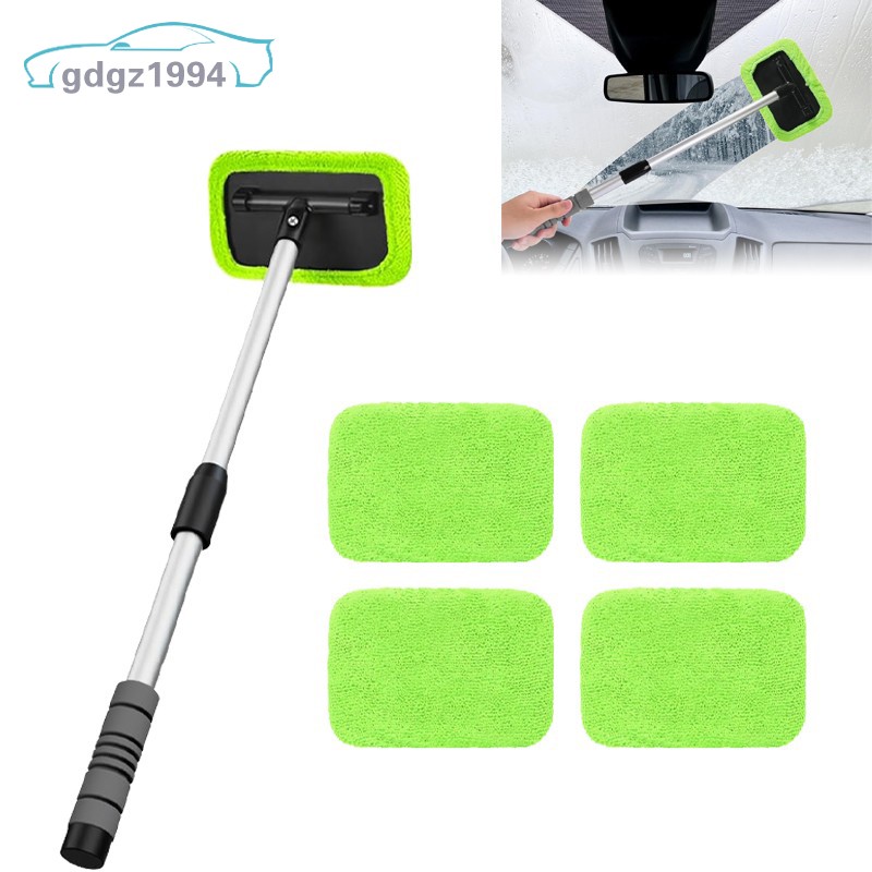 Windshield Cleaner Tool Car Auto Window Cleaning Tool Extendable&Microfiber Pads