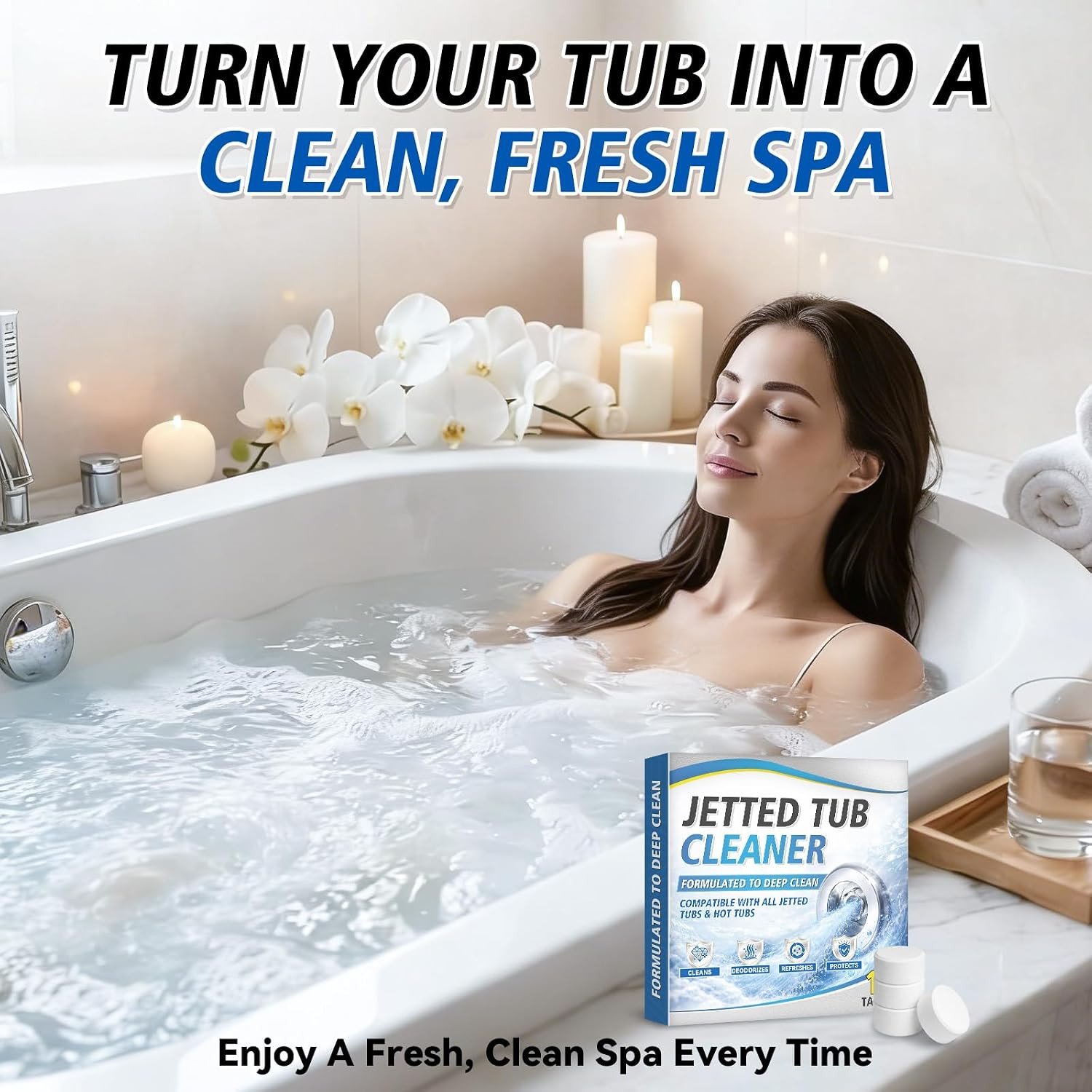Jetted Tub Cleaner Bathtub Tabs, Bathtub Cleaner for Whirlpool, Spa Tubs & Hot T