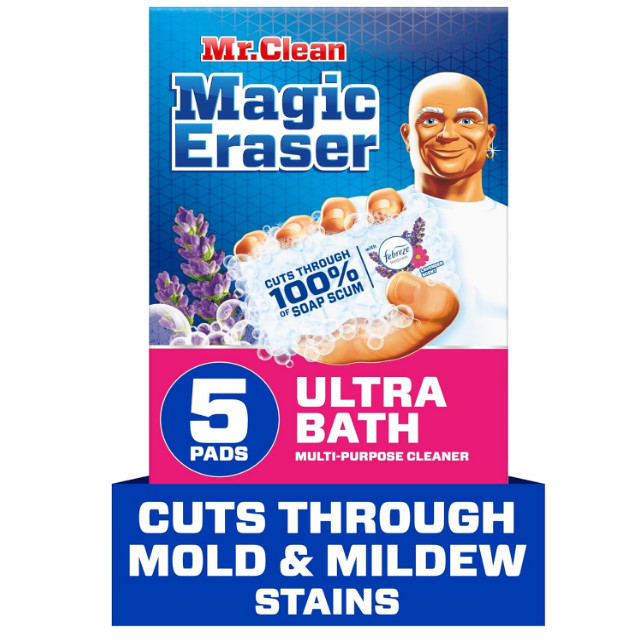 Mr. Clean Magic Eraser, Bathroom & Shower Cleaner, Febreze Lavender, 5 Count