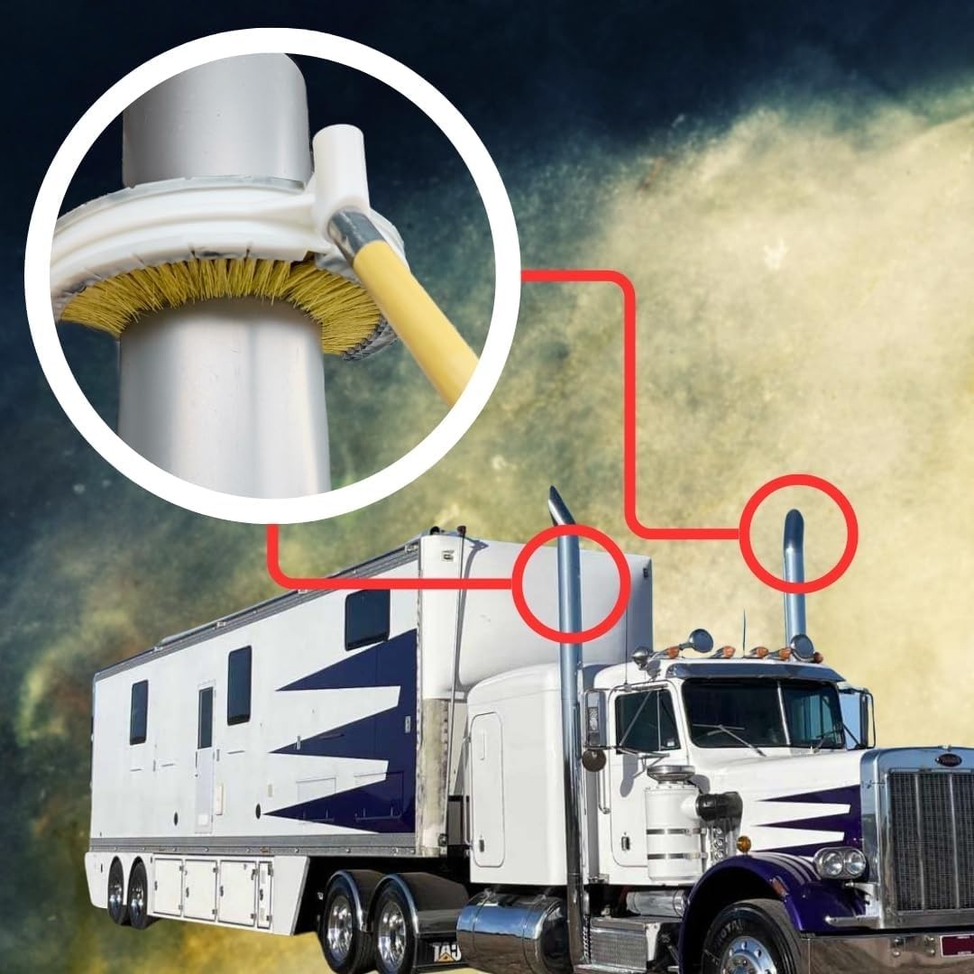 Curved Wash Brush for Exhaust Stack Pipes with Natural Tampico Fiber- 8″-10″