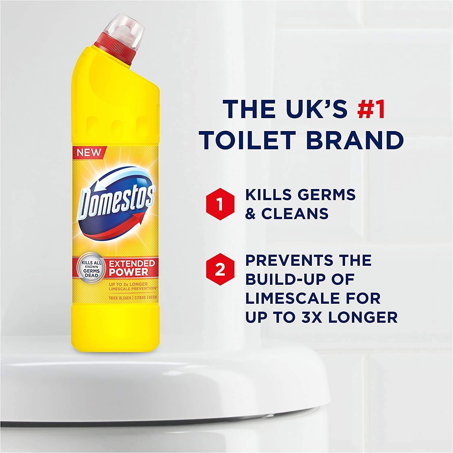 Domestos Citrus Bleach 750ml 25.36 Fl Oz Powerful Cleaning Agent 1 Pack