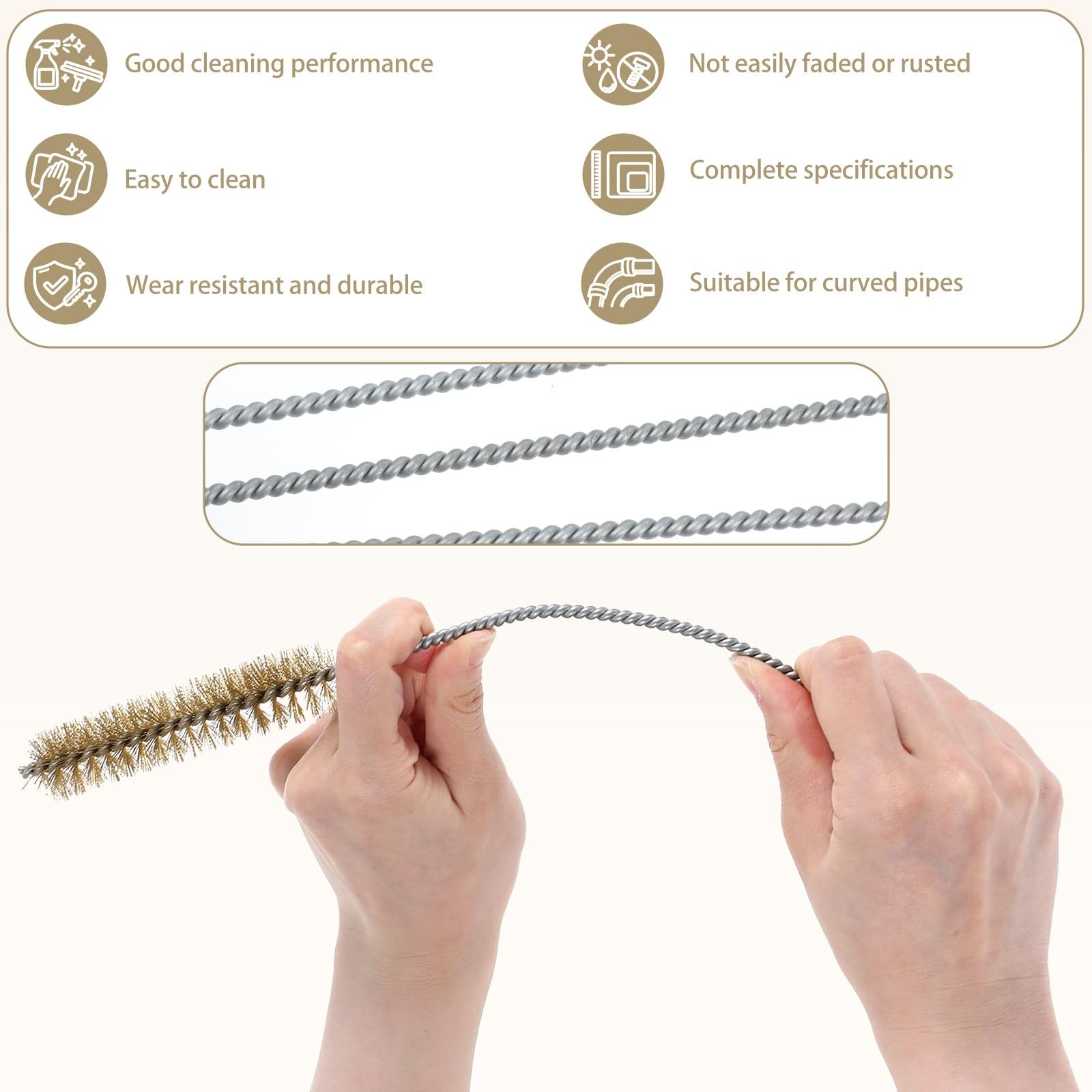 7-Pieces Brass Wire Bottle Brush Brass Pipe Cleaner, 12 Inch Long Wire Brushe…