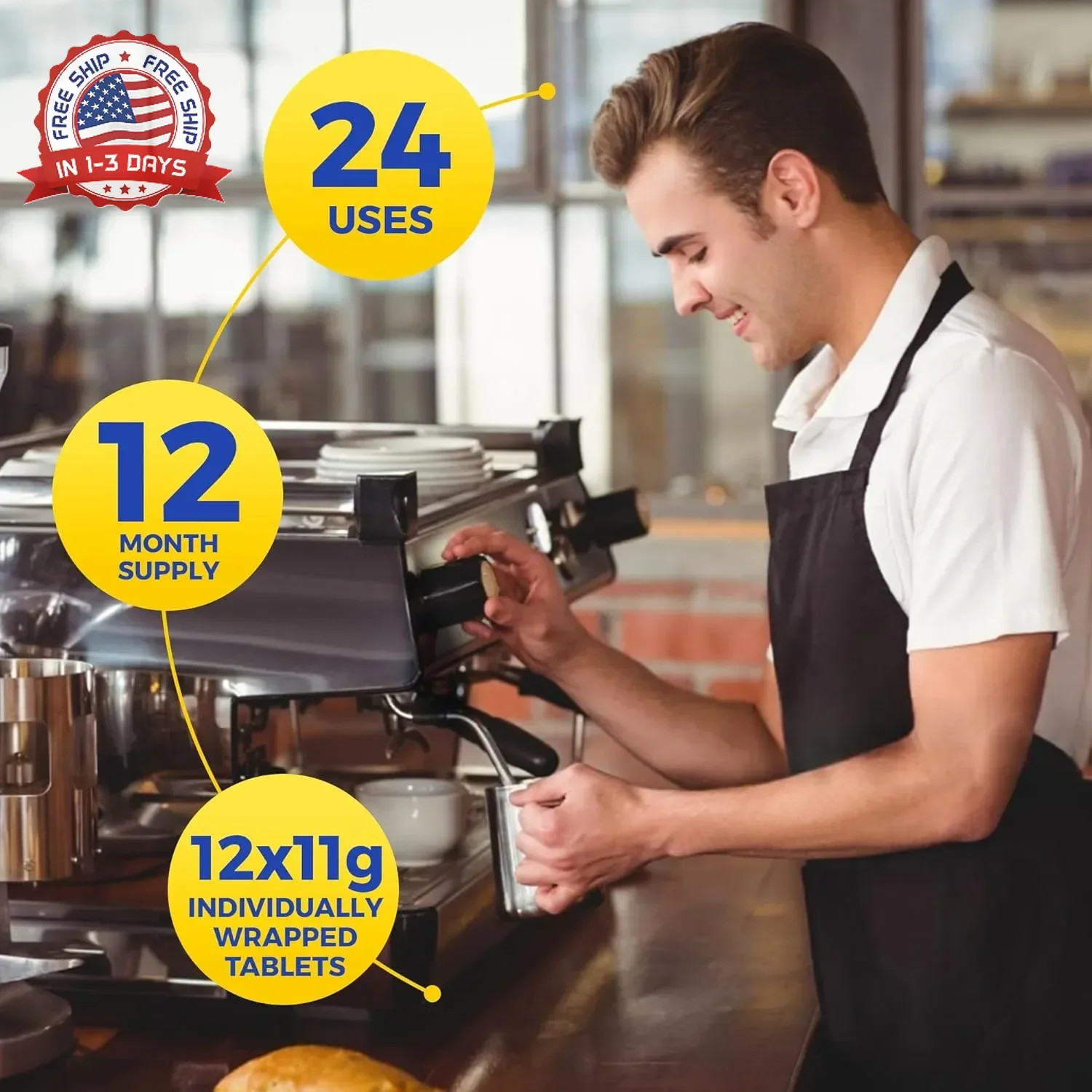 Bastion Coffee Machine Cleaner & Descaler Tablets – 24 Count | Deep Clean & Desc
