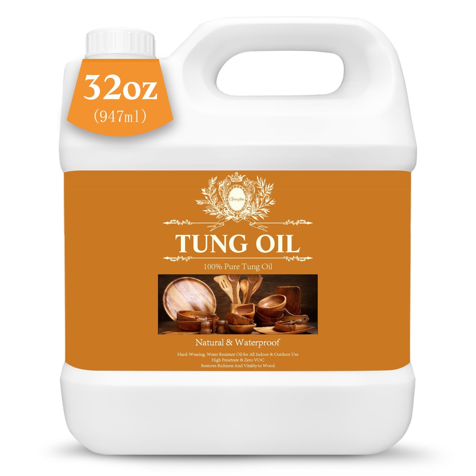 32 OZ Tung Oil for Wood Food Safe, 100% Pure Tung Oil for Wood Outdoor, Food …