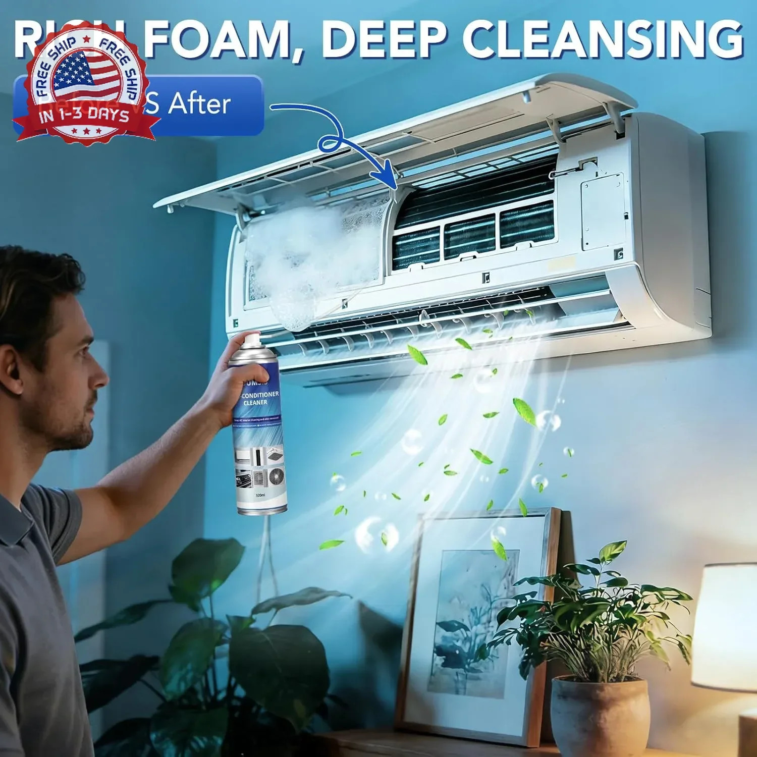 Air Conditioner Cleaner, Professional Cleaner Foam Spray, Foaming Coil Cleaners