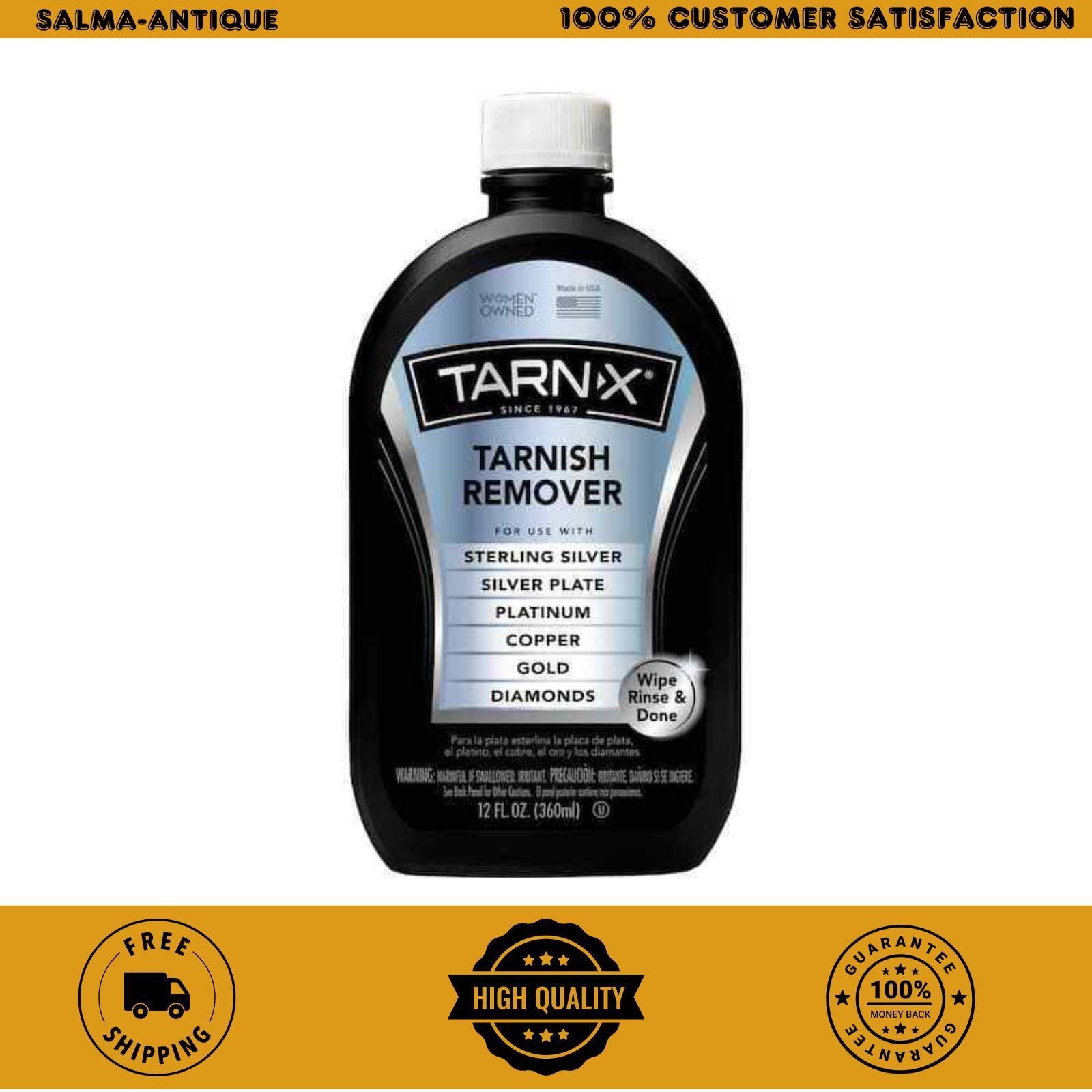 Tarn-x Tarnish Remover Jewelry Cleaner for Silver Gold & Cleaning Polishing 12oz