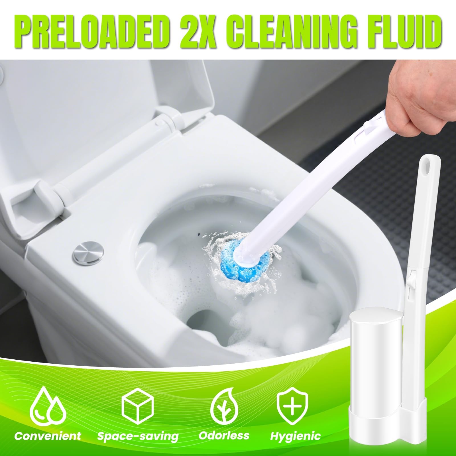 Disposable Toilet Brush Set with 48 Refills – Ultimate Bathroom Cleaning System