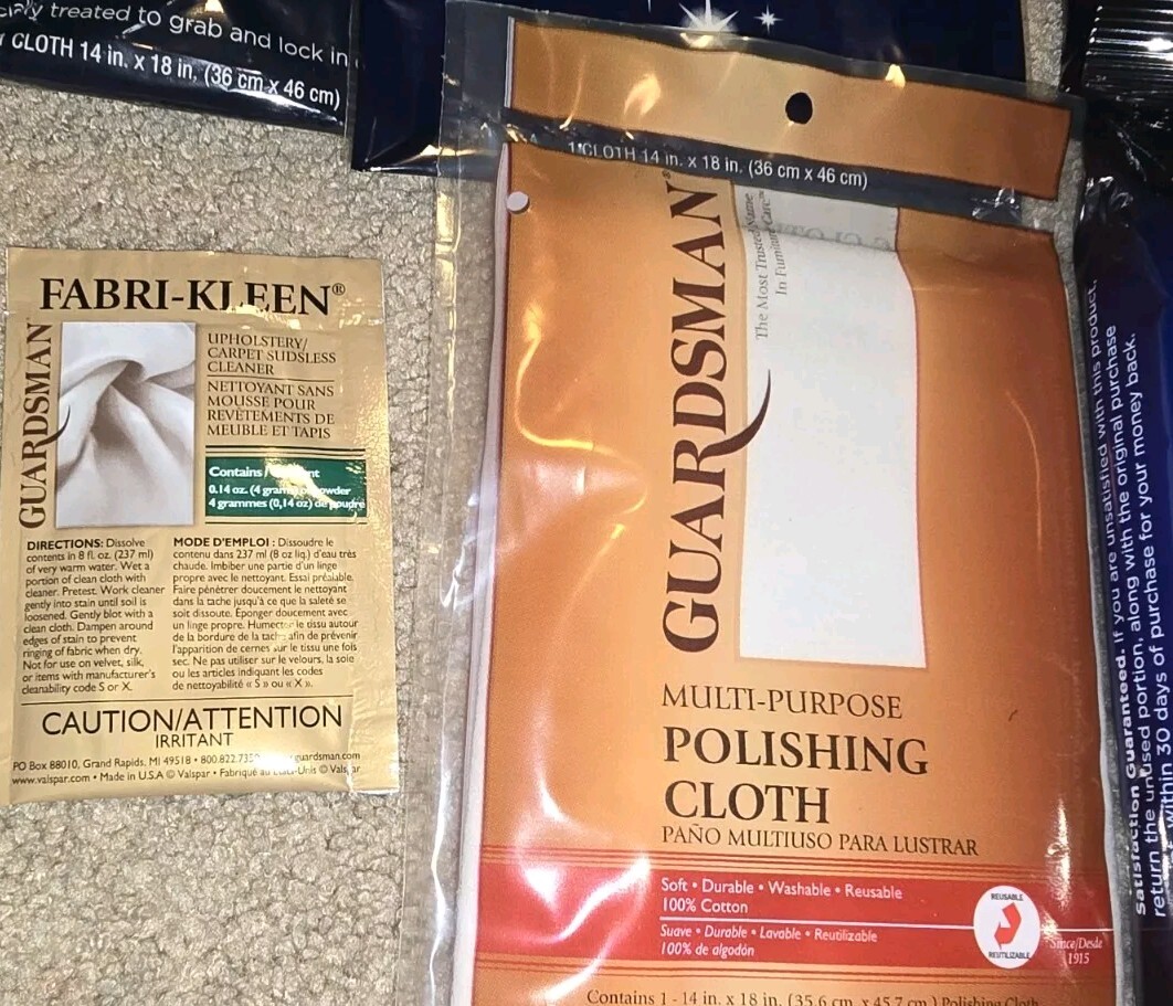 Lot of Guardsman Furniture Care Kit Fabric Leather Wood Wipes Cloth Dusting