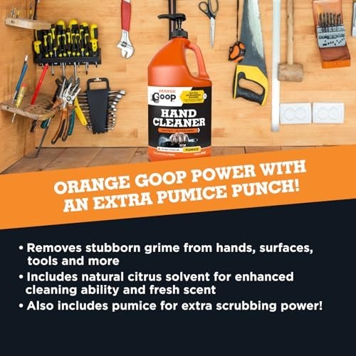 Multi-Purpose Waterless Hand Cleaner with Pumice – 1 Gallon Pump Bottle, Orange