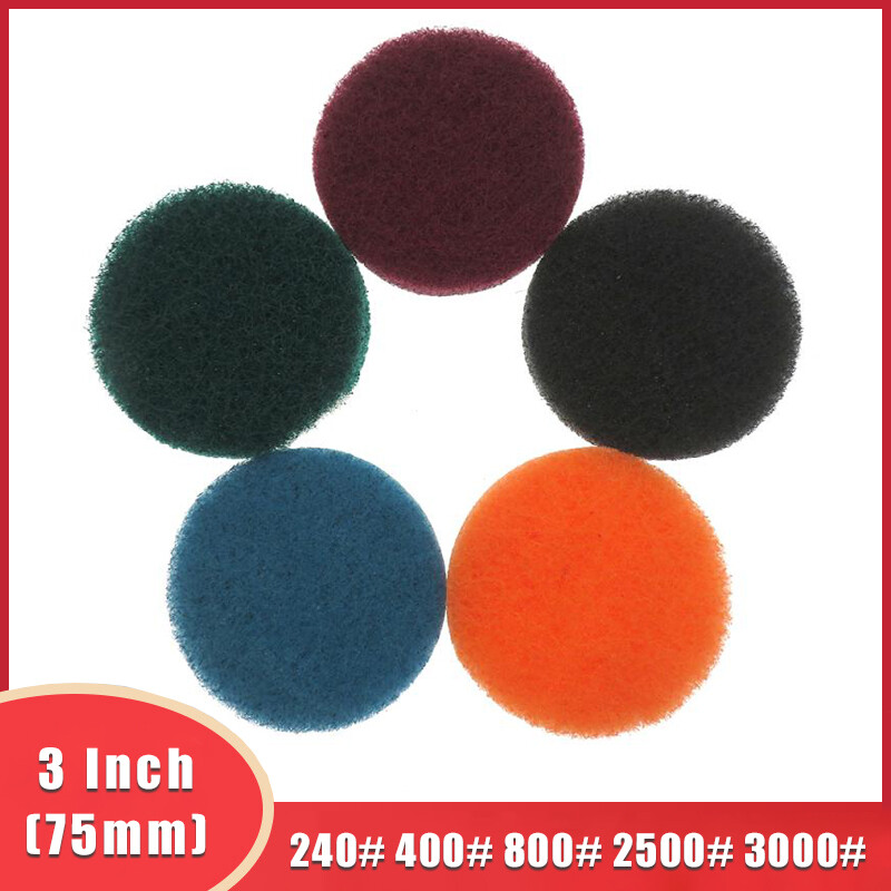 3 Inch 75mm Round Flocking Scouring Pad Cleaning Cloth Sanding Disc 240#-3000#