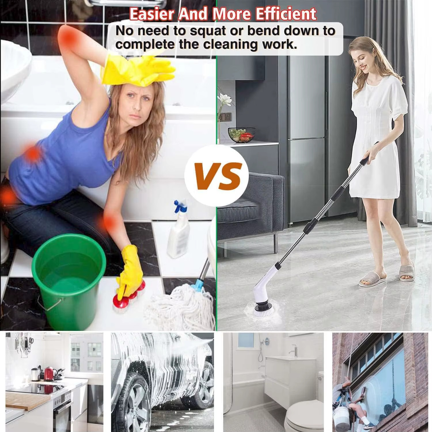 CORDLESS CLEANING Spin Scrubber Reaches Grime Fast for Bathroom Kitchen Mop