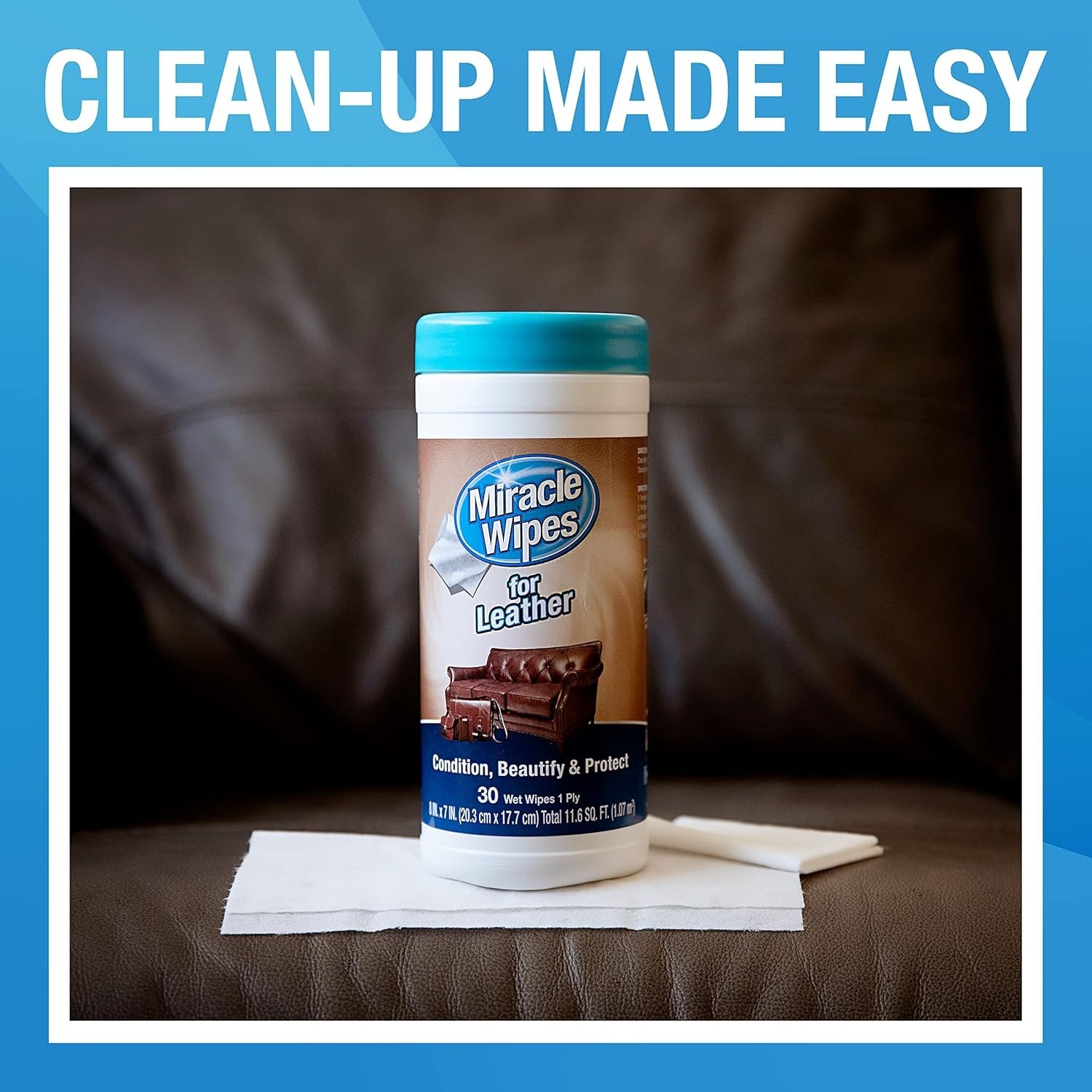 30 Count Miracle Leather Cleaner Wipes – Prevent Fading & Cracking – Travel Size