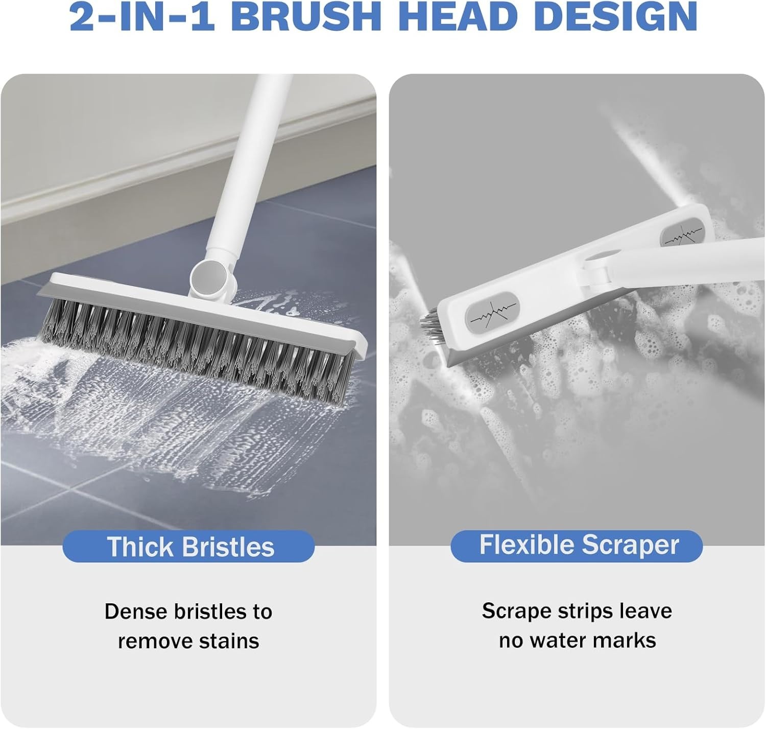 Grout Cleaner Brush with Long Handle, V-Shaped Floor Scrub Brush Swivel