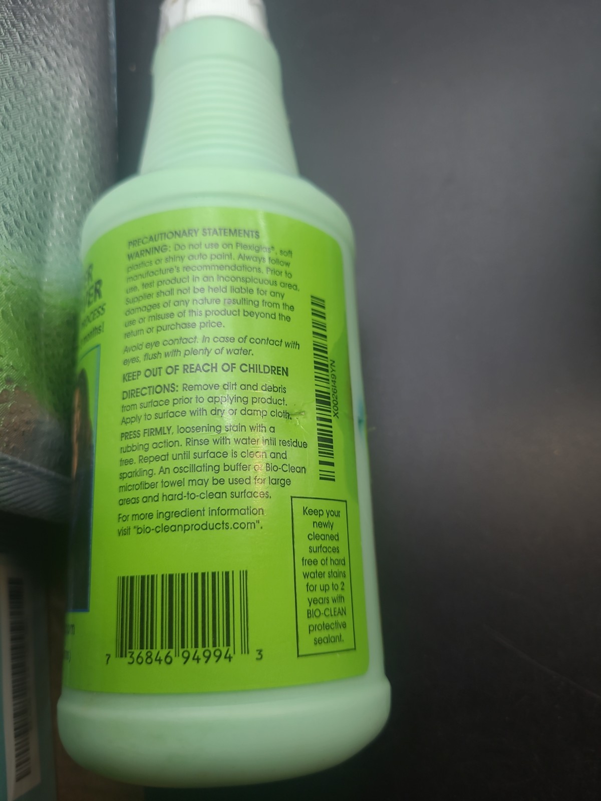 2 X Bioclean Hard Water Stain Remover 20.3 Oz. & 40 Oz. Bottles THE GREEN STUFF