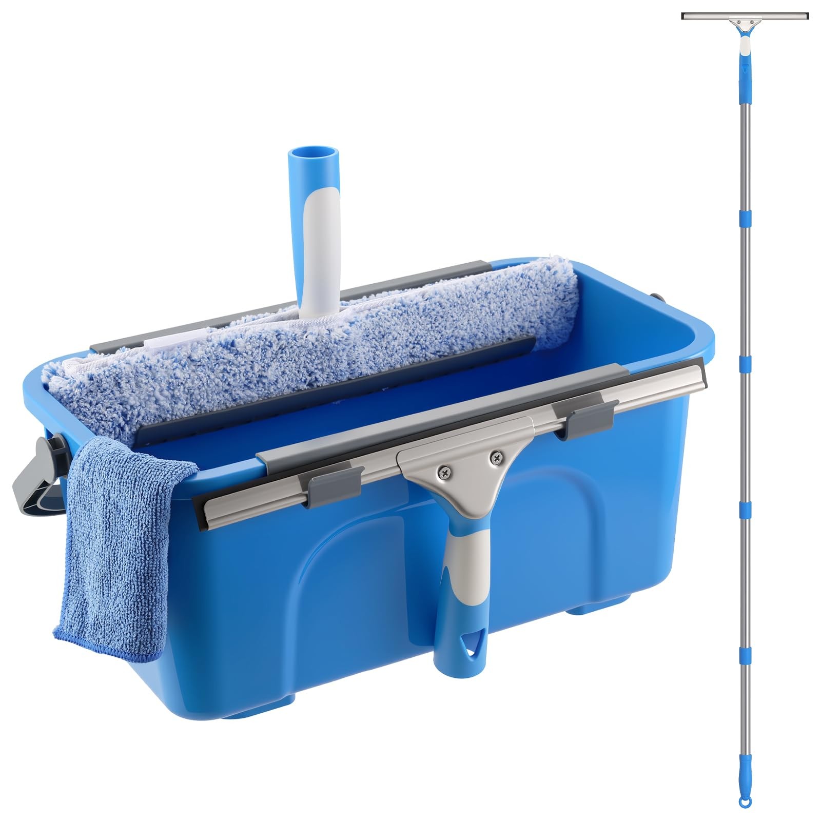 Professional Window Cleaning Kit with Bucket 3 Gallon, 14″ Window Squeegee Mi…