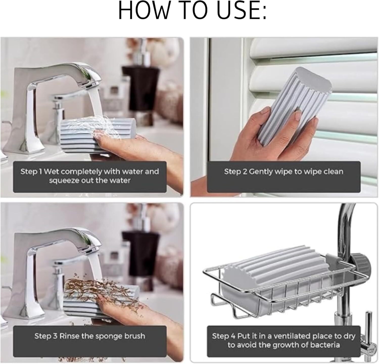 4-Pack Damp Duster Sponge, Clean Everywhere Easily- Clean Blinds, Baseboards, Wa