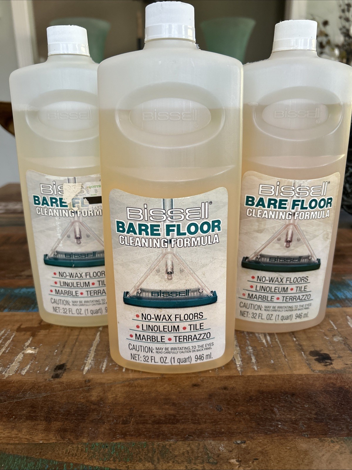 Vintage 1989 Original Bissell Bare Floor Cleaning Formula 3 – 32 Oz Bottles NOS
