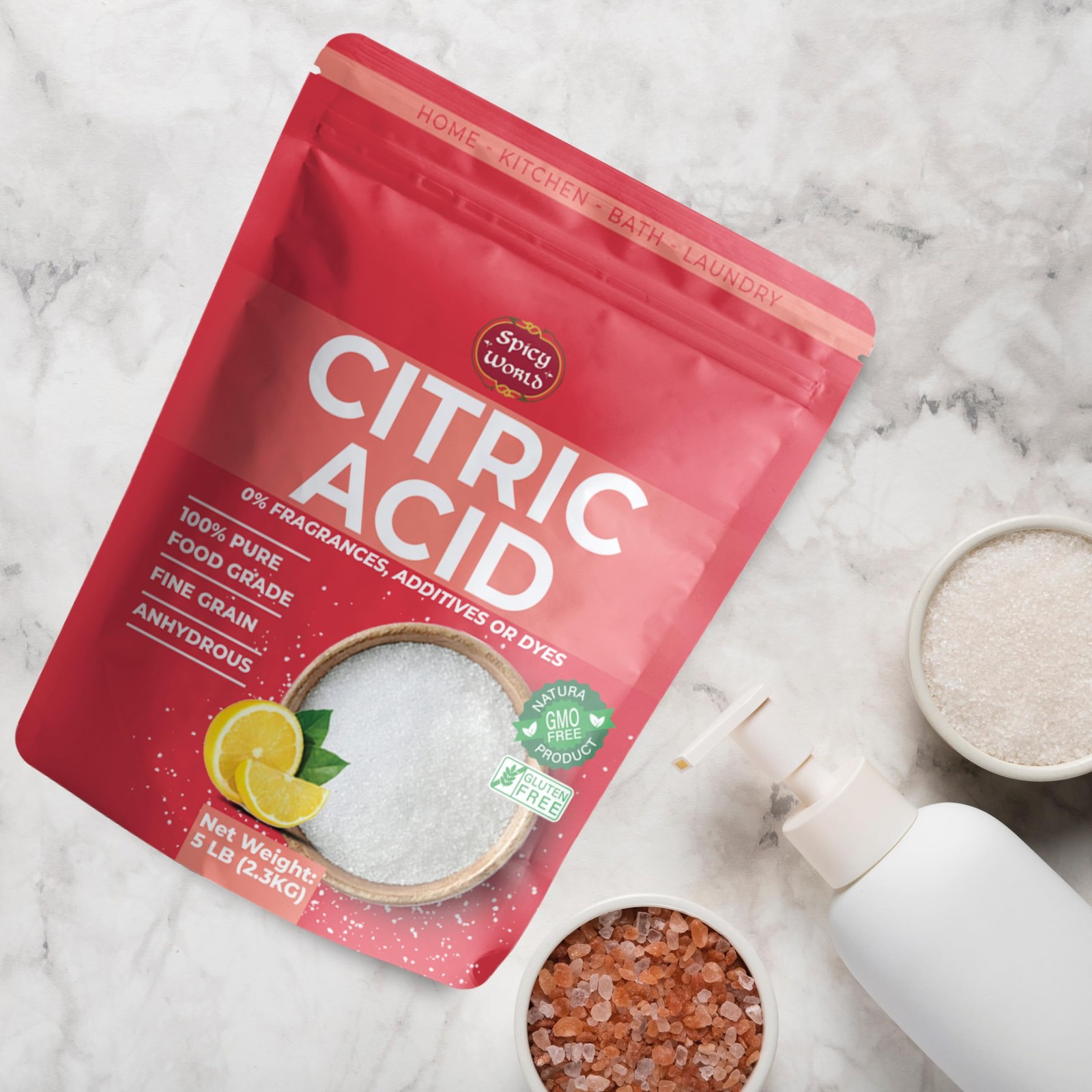 Pure Citric Acid 5 LB Bulk Bag – 100% Natural, Food , Non-GMO – Citric Acid f…