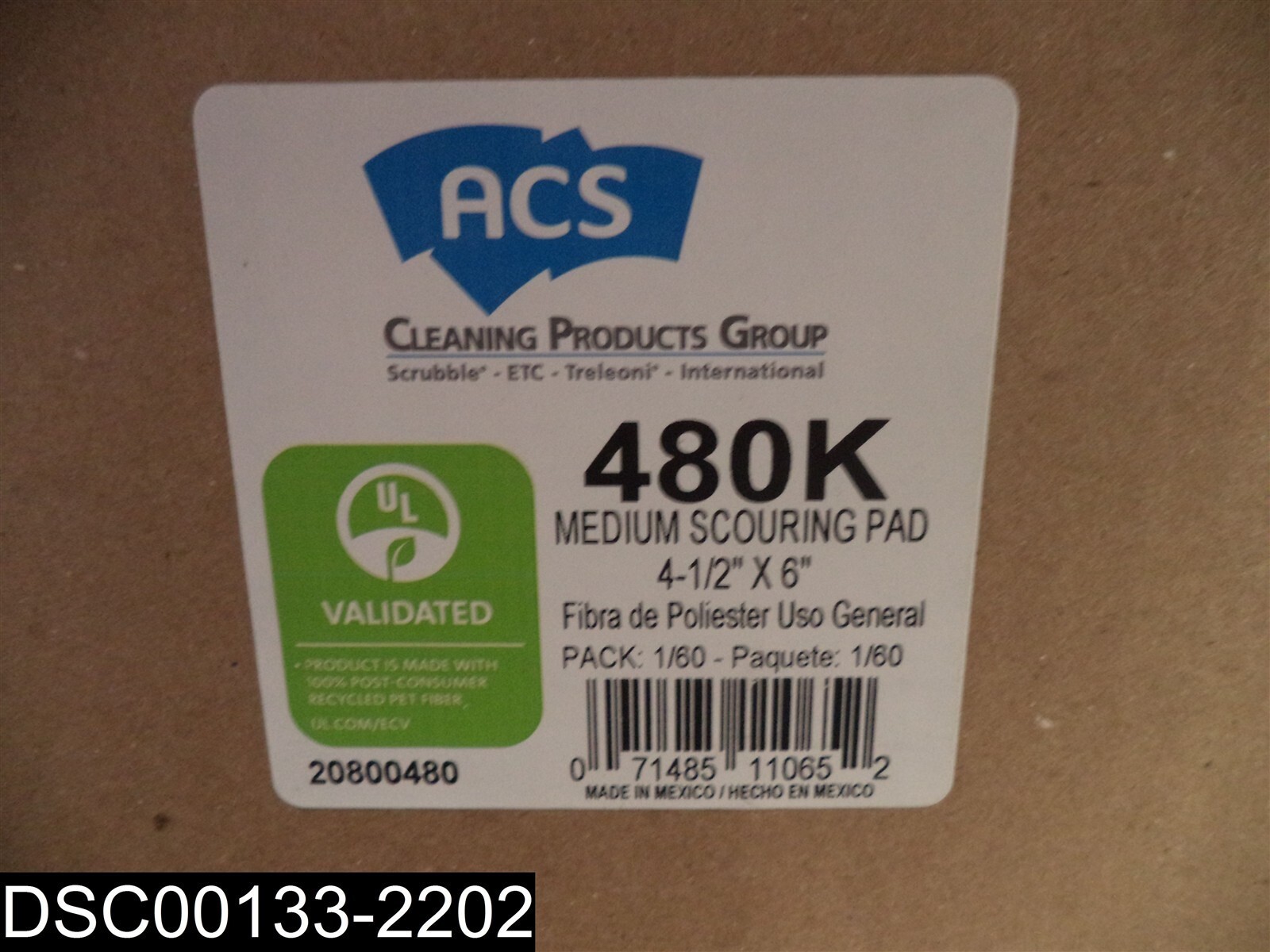 QTY=60: 480K ACS 4-1/2″ X 6″ Medium Scouring Pad